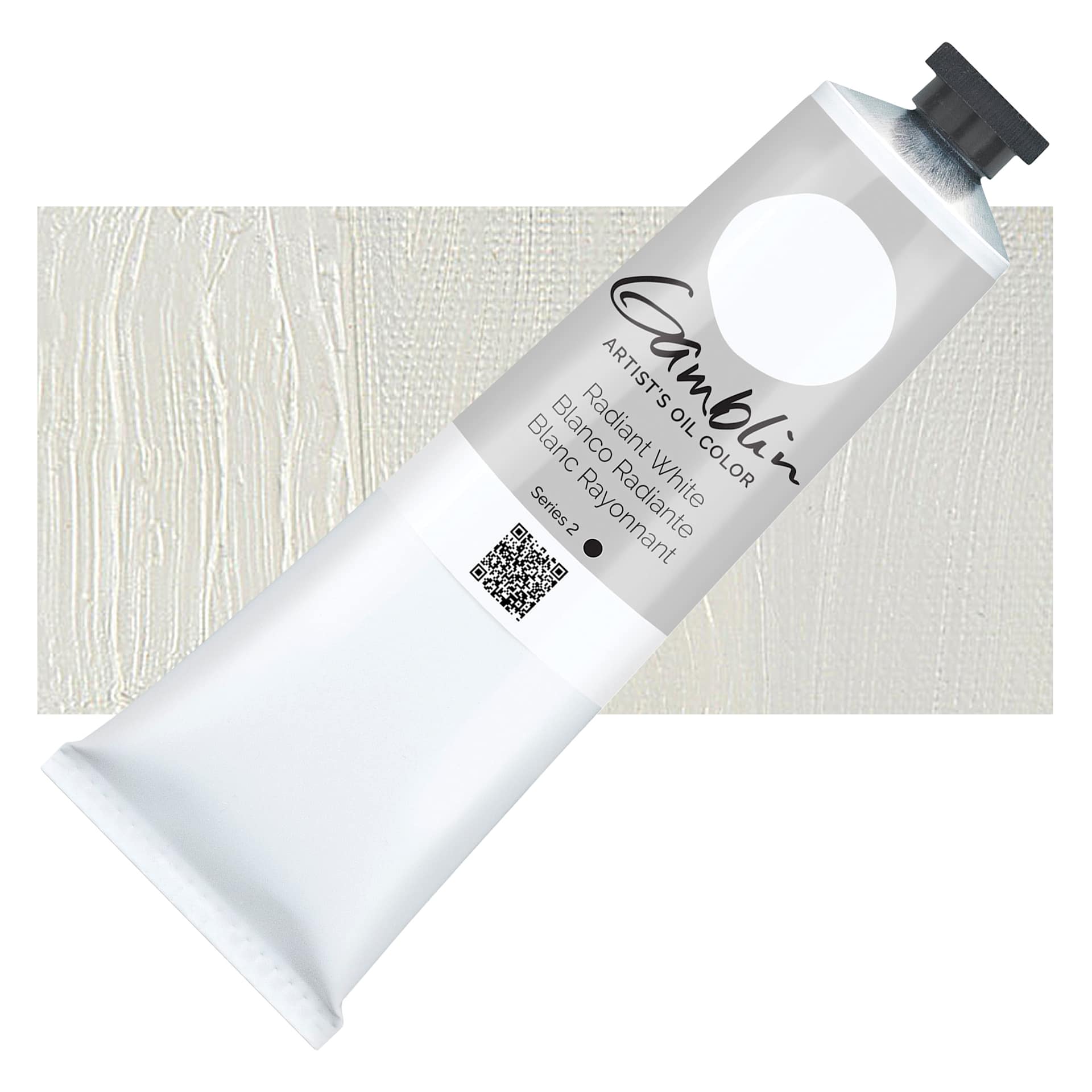 Gamblin Artist's Oil Color - Radiant White, 150 ml tube and swatch