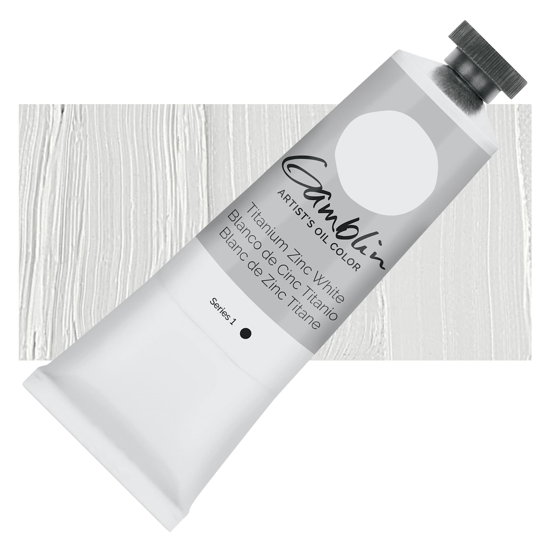 Gamblin Artist's Oil Color - Titanium-Zinc White, 37 ml tube and swatch