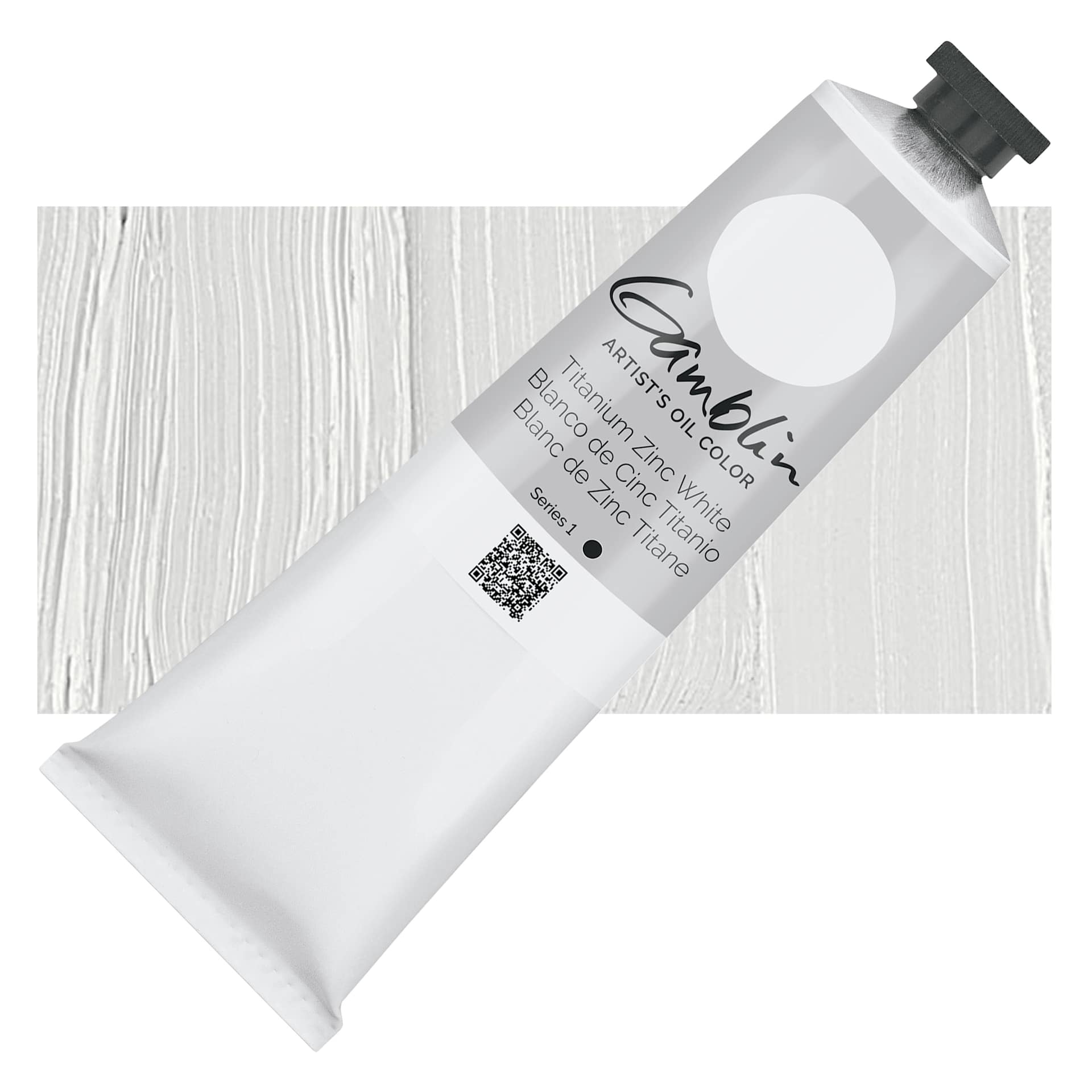 Gamblin Artist's Oil Color - Titanium-Zinc White, 150 ml tube and swatch