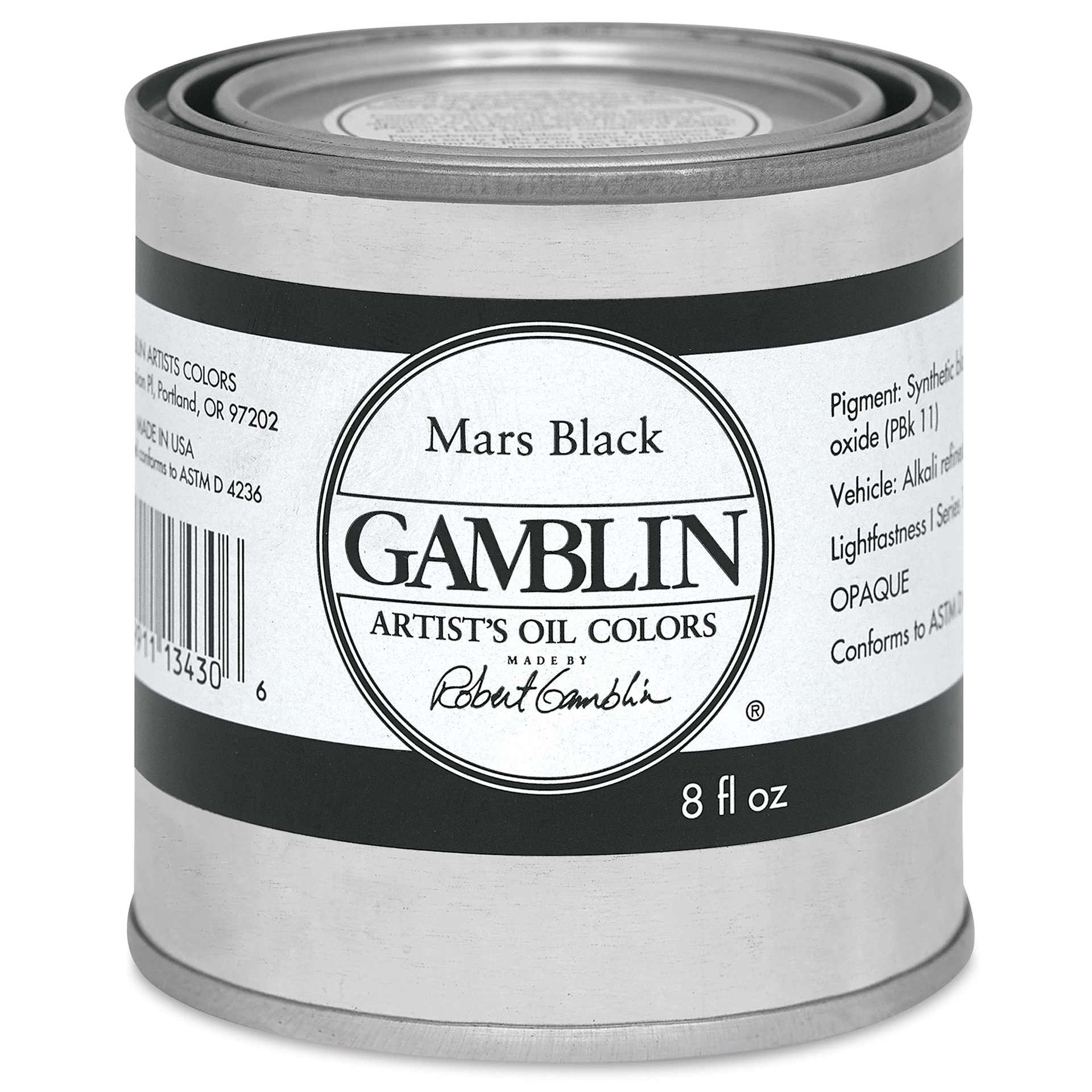 Gamblin Artist's Oil Color - Mars Black, 8 oz Can