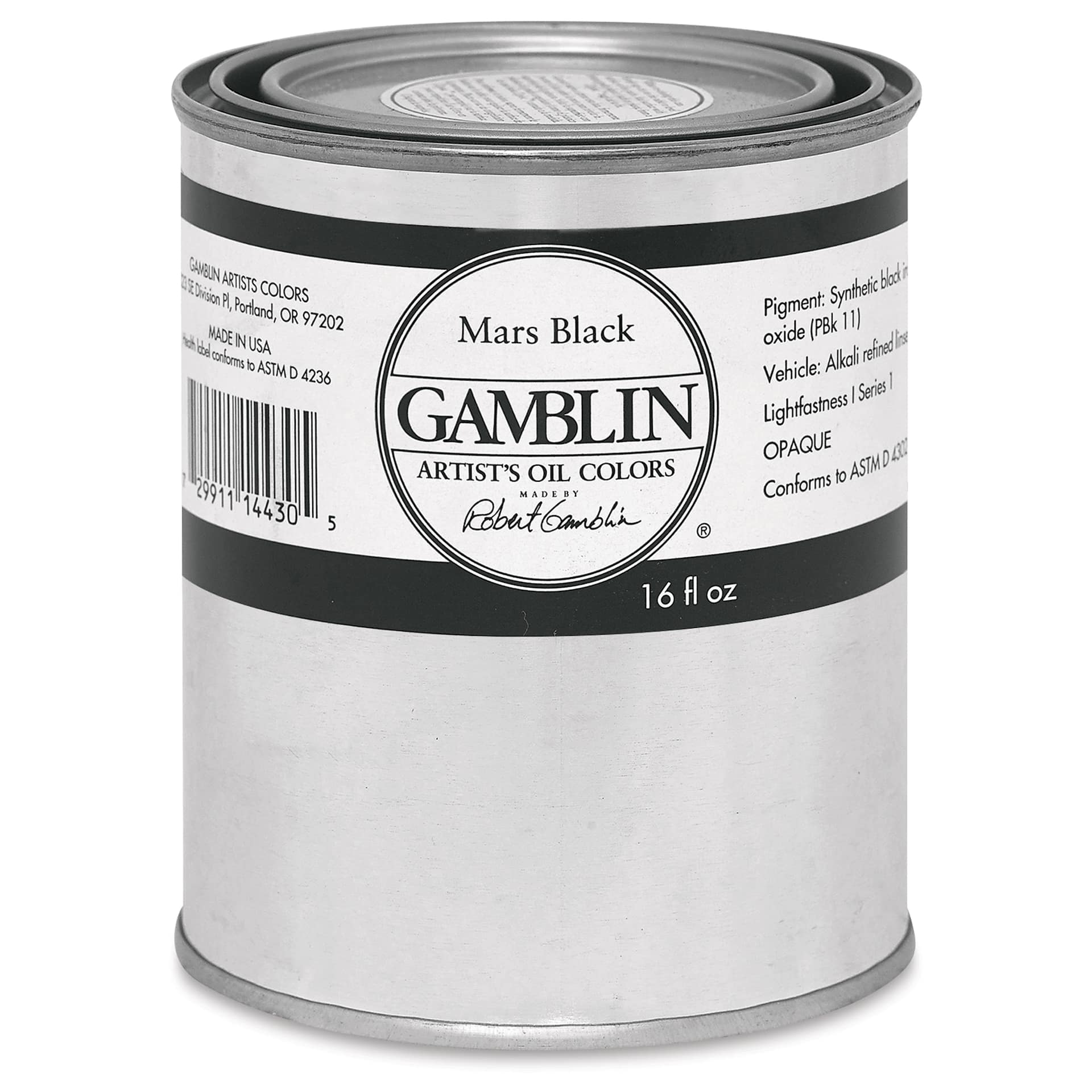 Gamblin Artist's Oil Color - Mars Black, 16 oz Can Gamblin Artist's Oil Color - Mars Black, 16 oz Can