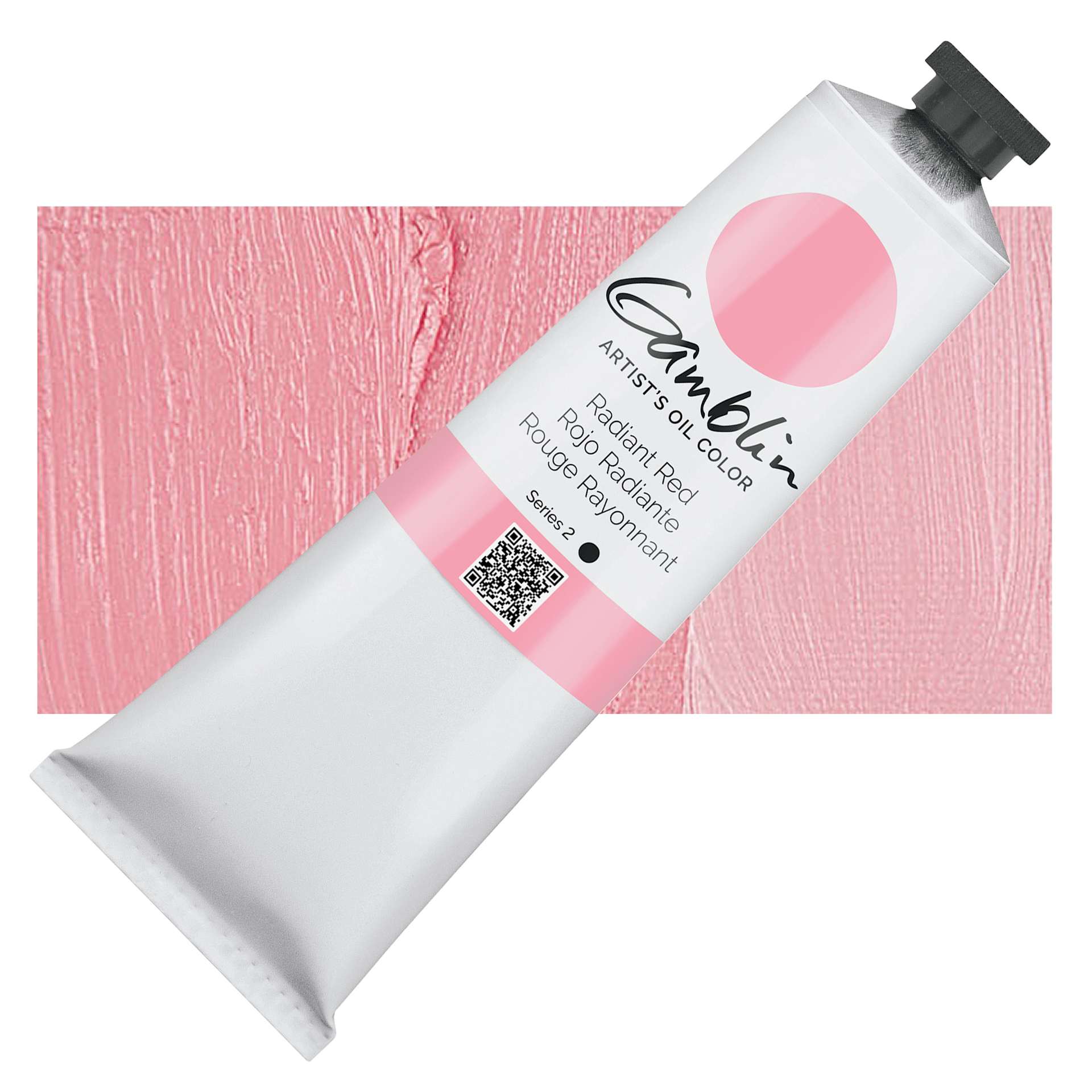 Gamblin Artist's Oil Color - Radiant Red, 150 ml tube and swatch