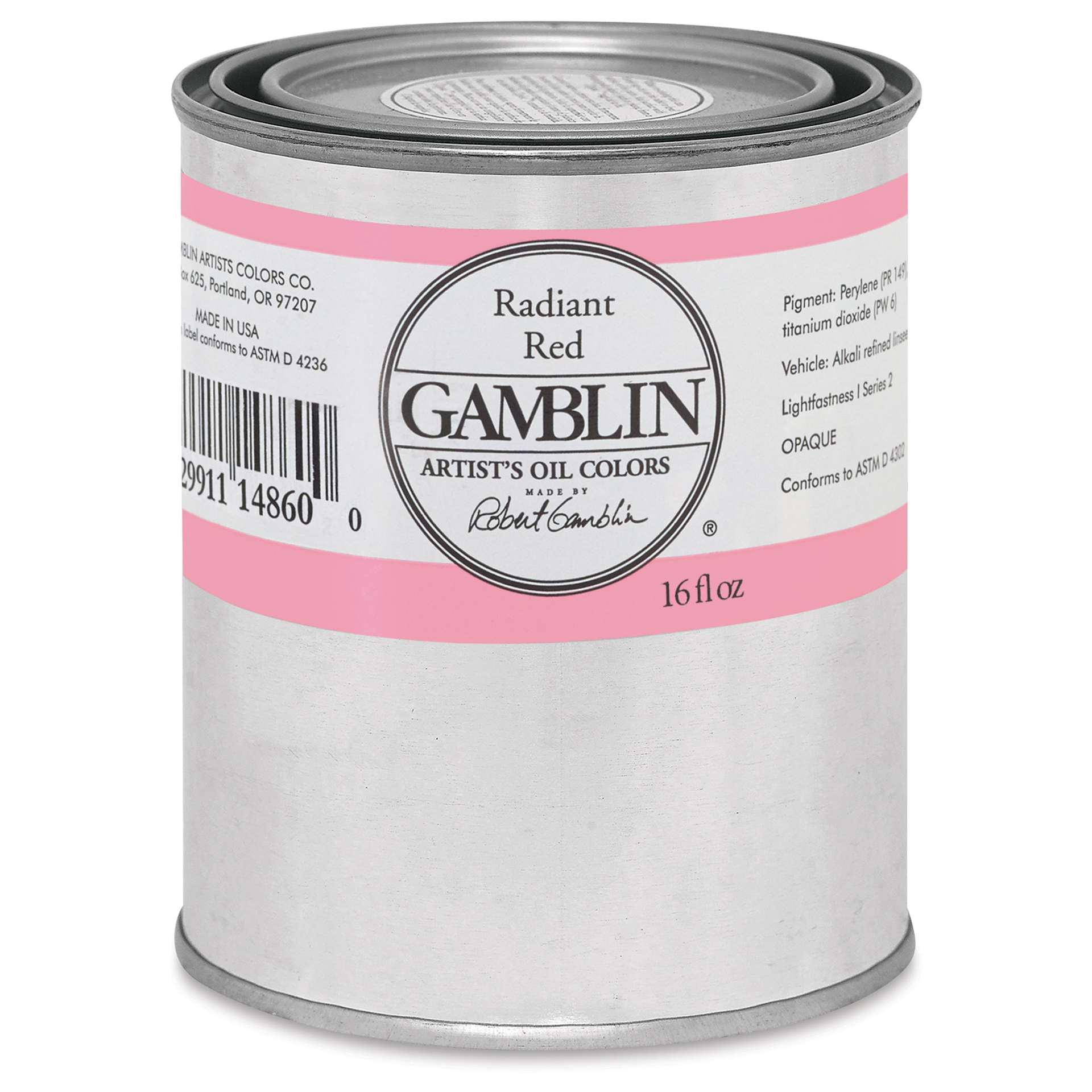 Gamblin Artist's Oil Color - Radiant Red, 16 oz Can