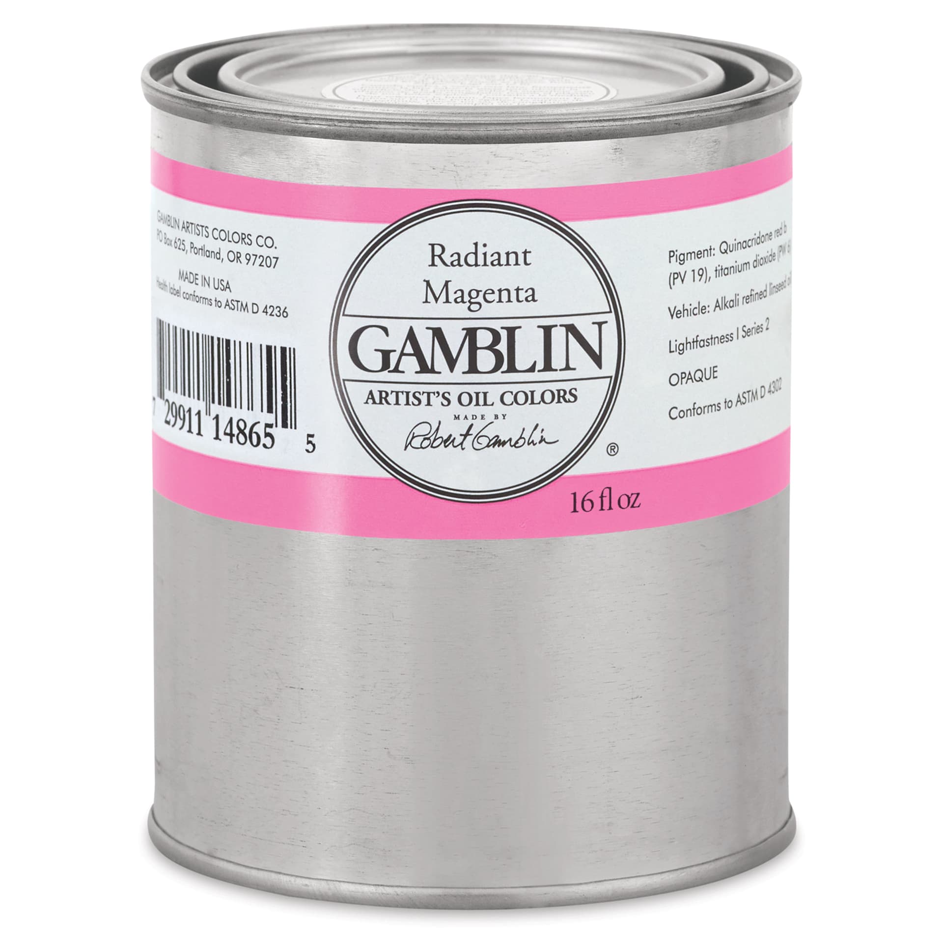 Gamblin Artist's Oil Color - Radiant Magenta, 16 oz Can