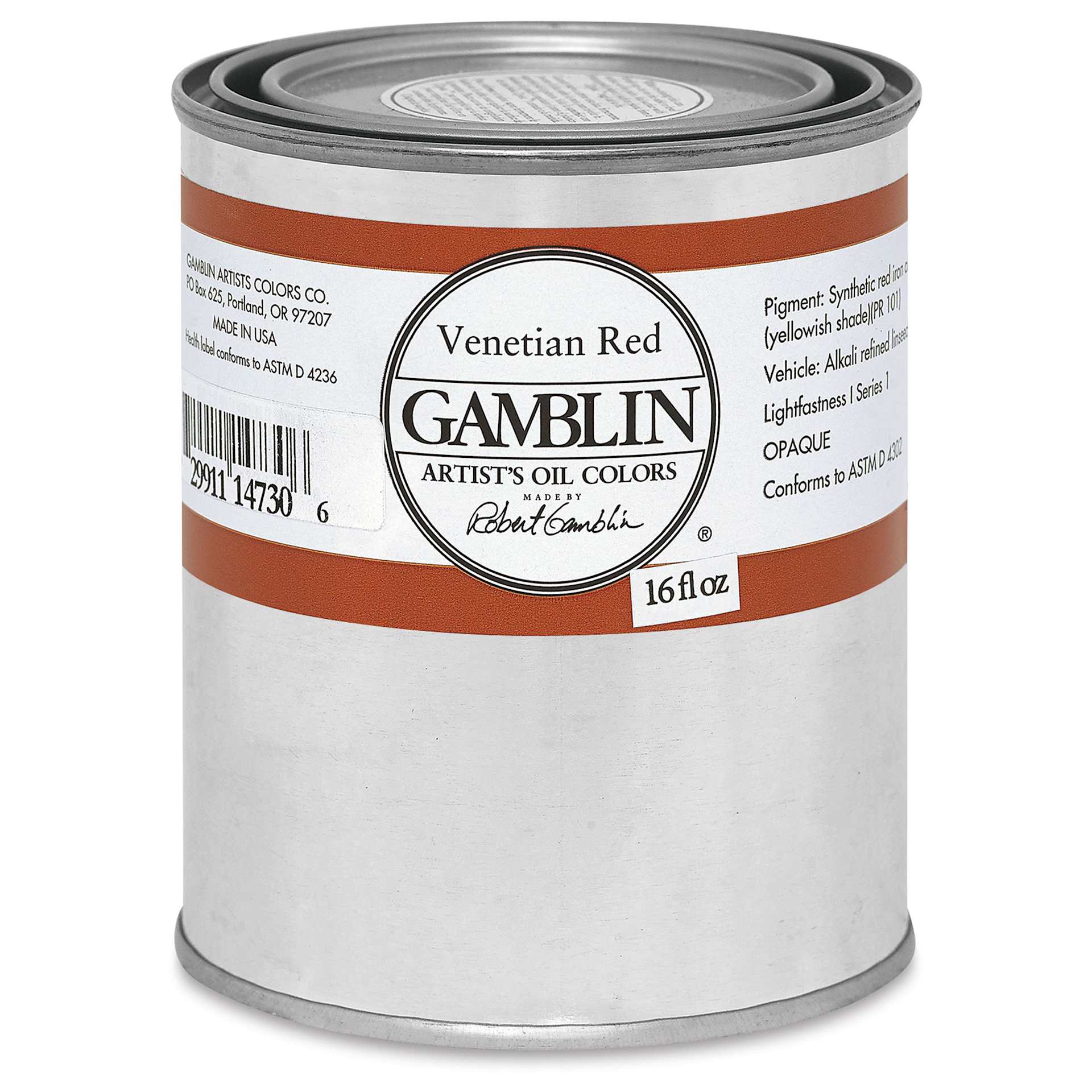 Gamblin Artist's Oil Color - Venetian Red, 16 oz Can