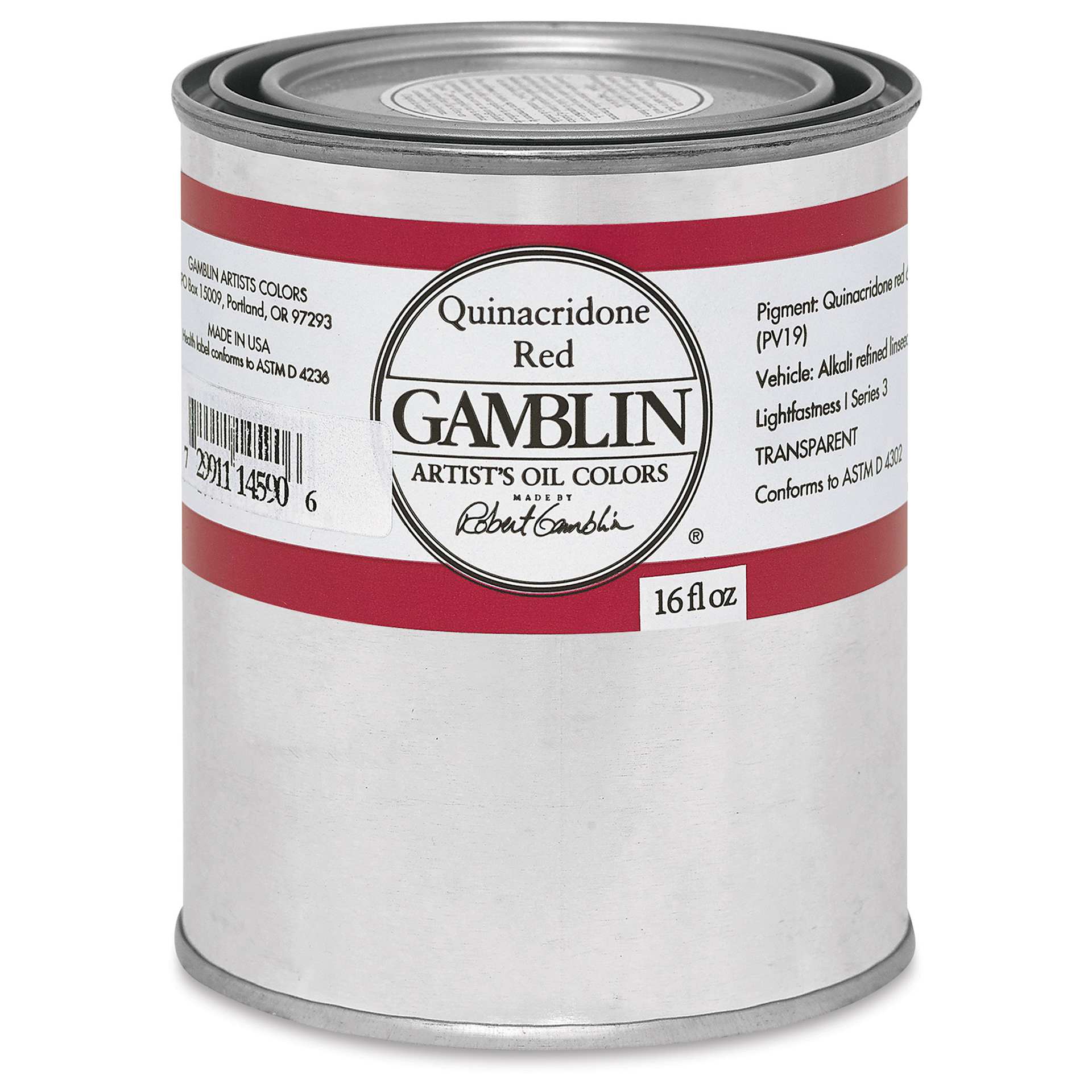 Gamblin Artist's Oil Color - Quinacridone Red, 16 oz Can