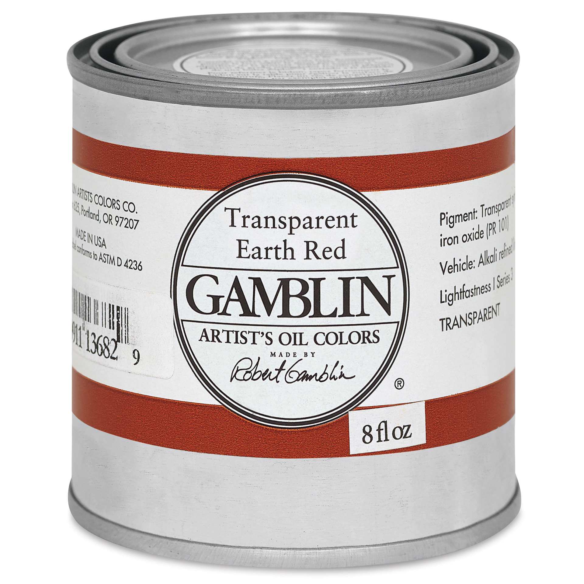 Gamblin Artist's Oil Color - Transparent Earth Red, 8 oz Can