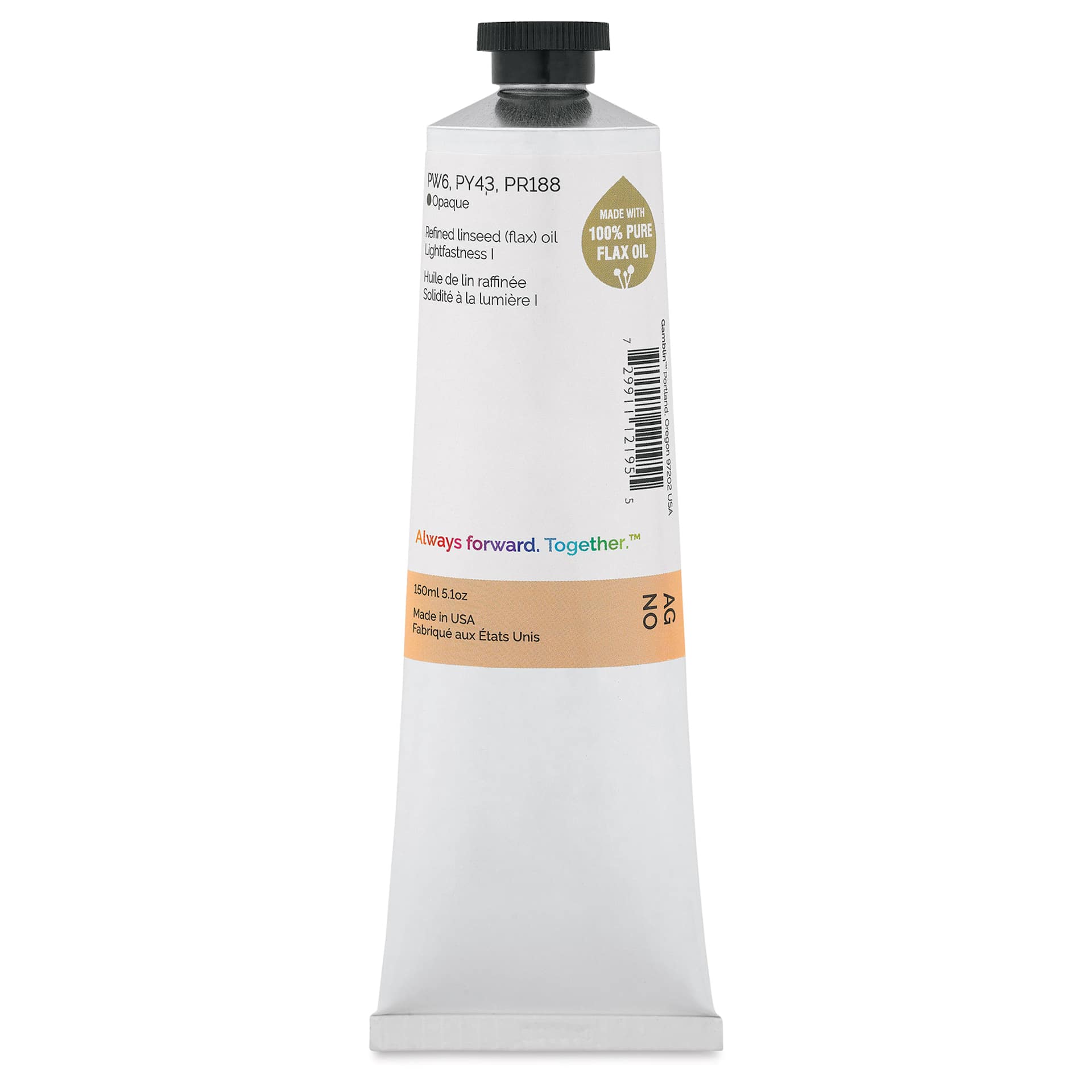 Gamblin Artist's Oil Color - Naples Orange, 150 ml tube back