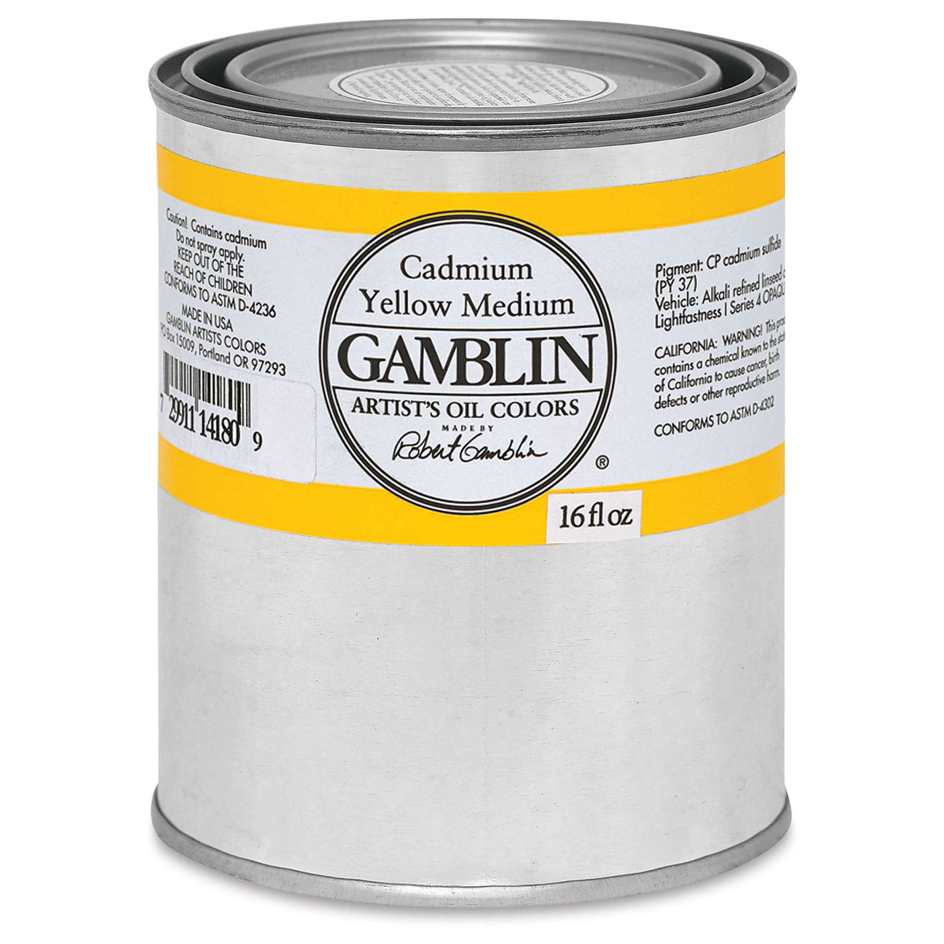 Gamblin Artist's Oil Color - Cadmium Yellow Medium, 16 oz Can