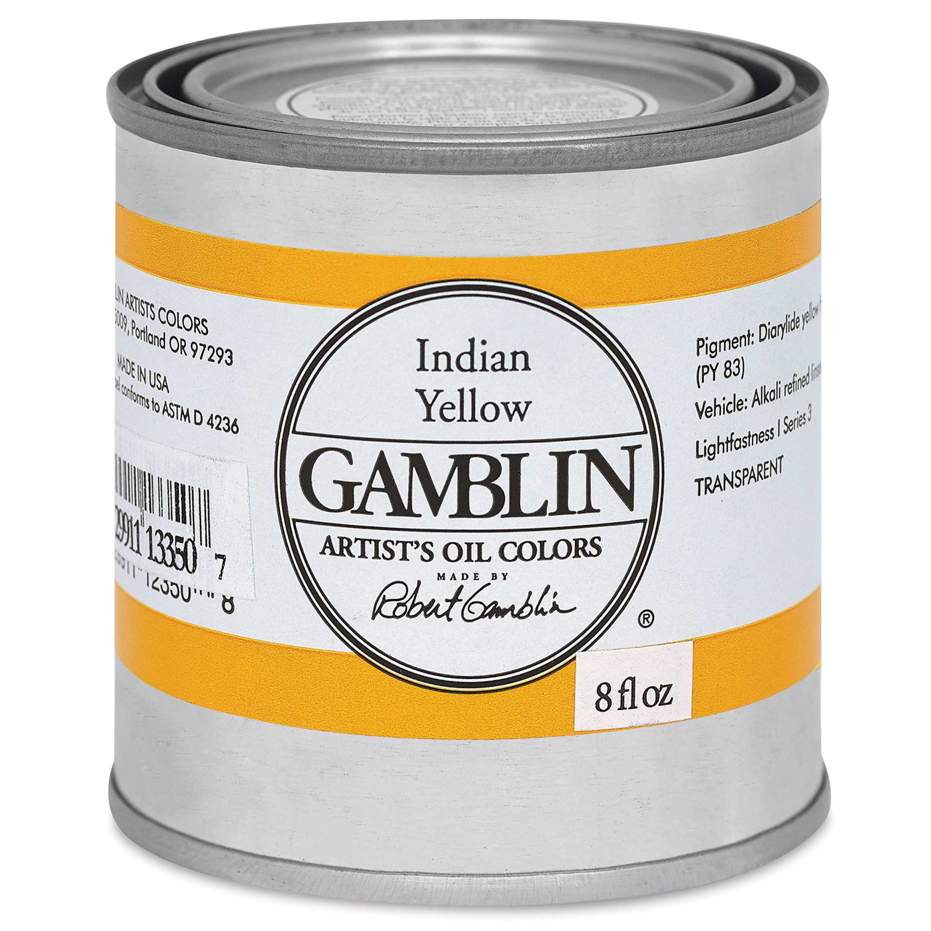 Gamblin Artist's Oil Color - India Yellow, 8 oz Can