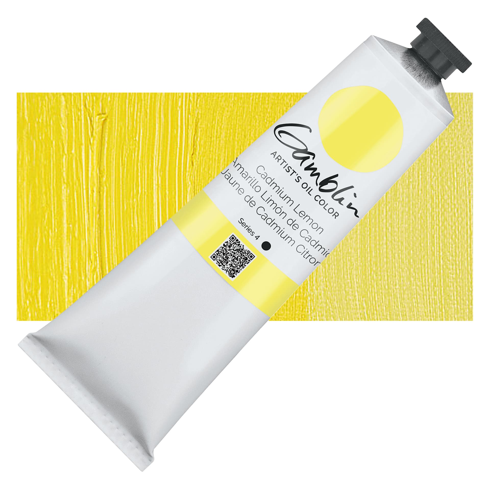 Gamblin Artist's Oil Color - Cadmium Lemon, 150 ml tube and swatch