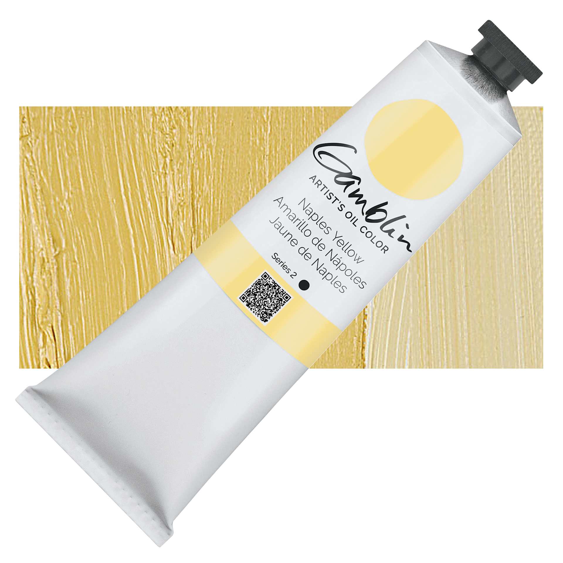 Gamblin Artist's Oil Color - Naples Yellow, 150 ml tube and swatch