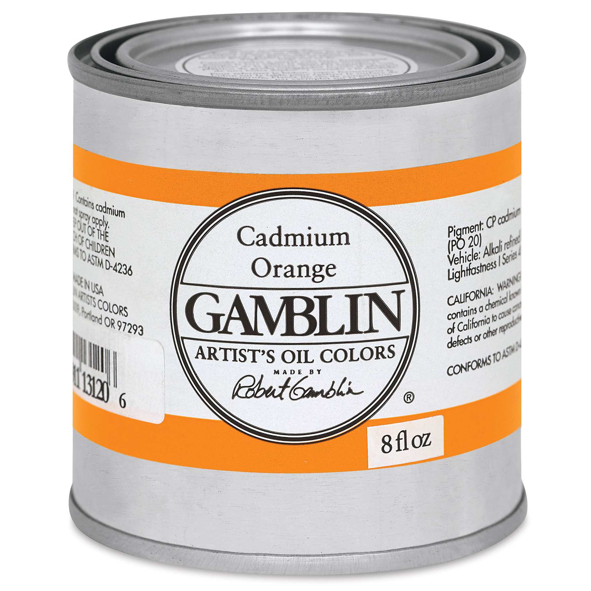 Gamblin Artist's Oil Color - Cadmium Orange, 8 oz Can