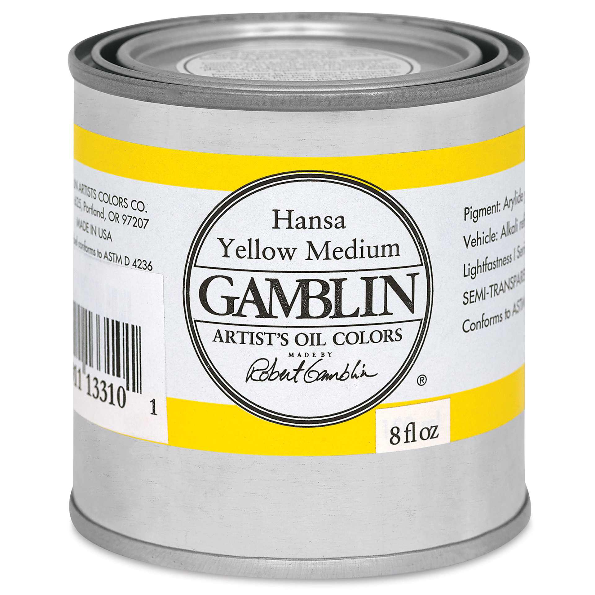 Gamblin Artist's Oil Color - Hansa Yellow Medium, 8 oz Can