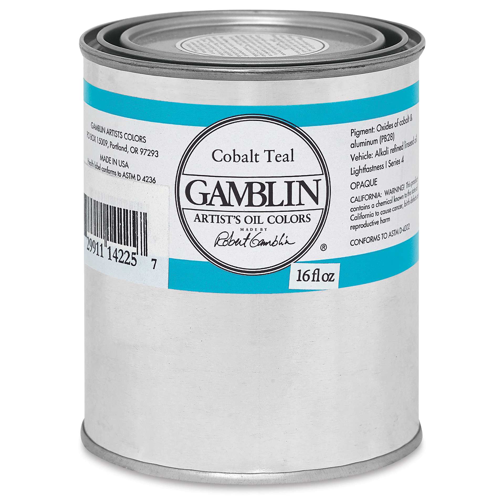 Gamblin Artist's Oil Color - Cobalt Teal, 16 oz Can
