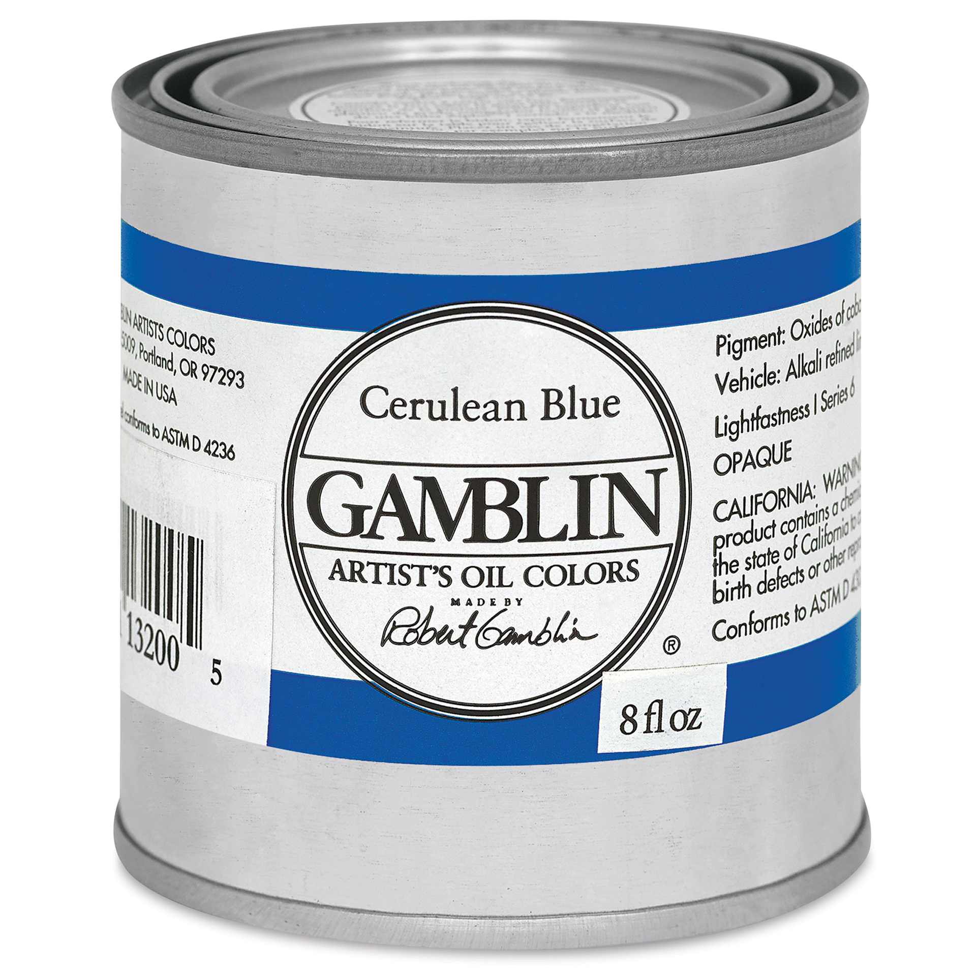 Gamblin Artist's Oil Color - Cerulean Blue, 8 oz Can