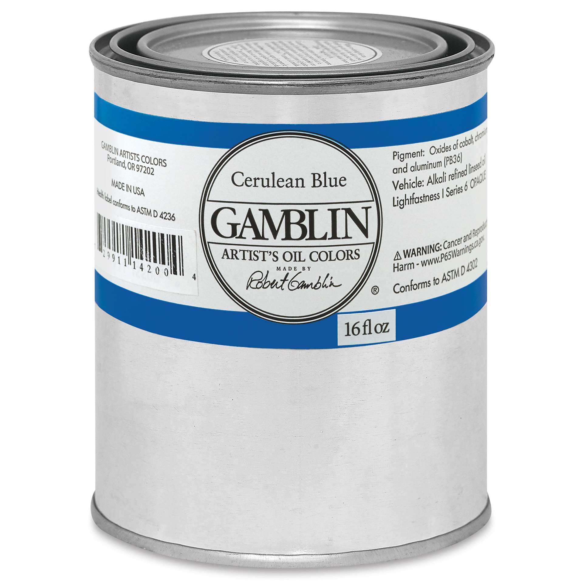 Gamblin Artist's Oil Color - Cerulean Blue, 16 oz Can