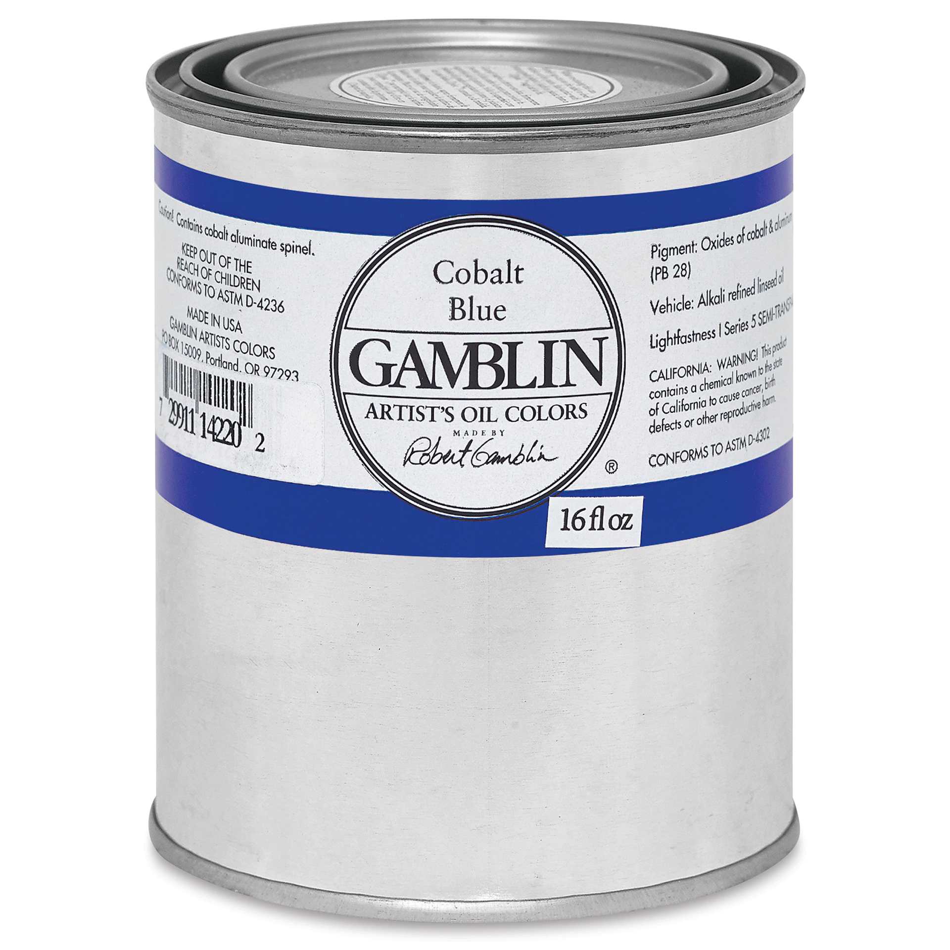 Gamblin Artist's Oil Color - Cobalt Blue, 16 oz Can