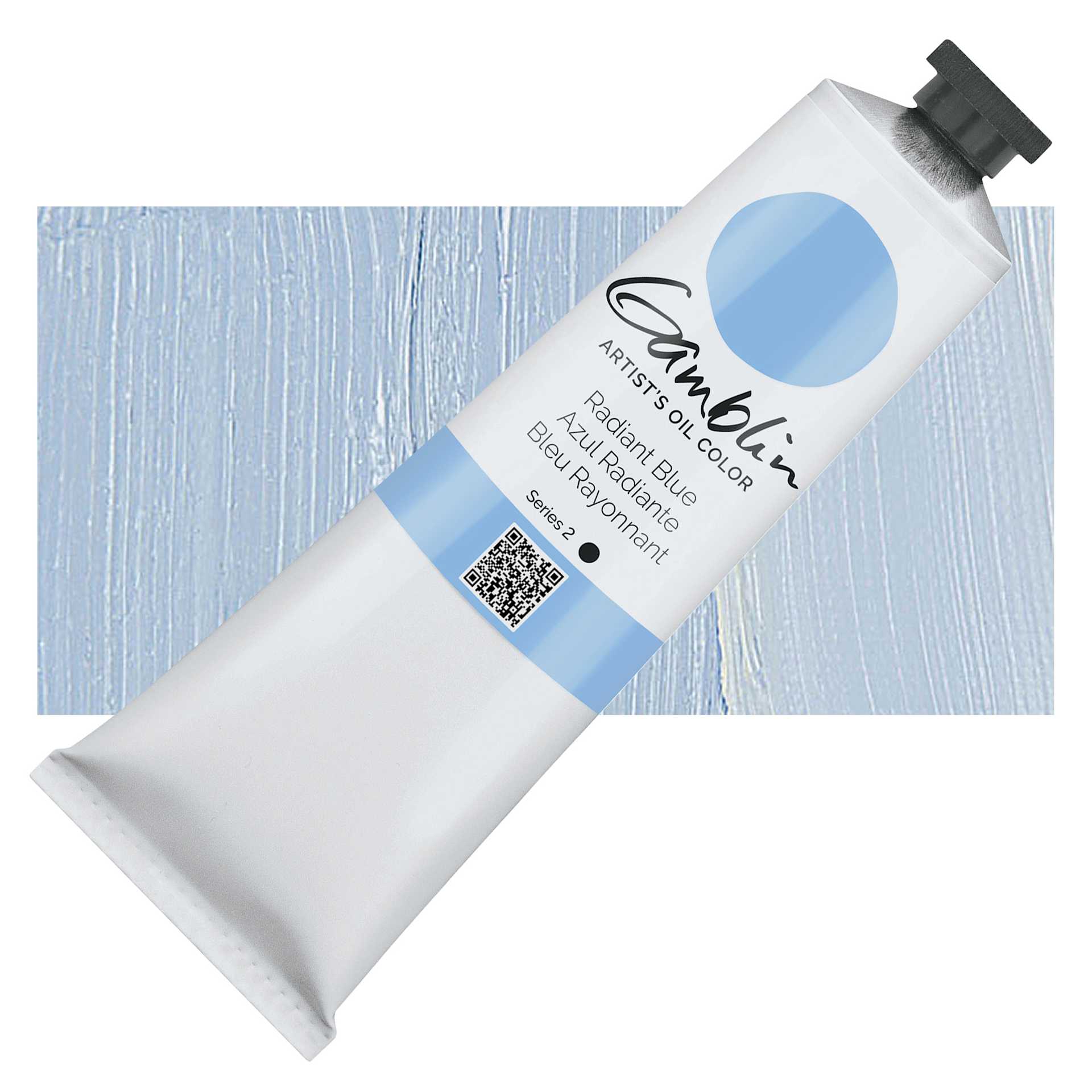 Gamblin Artist's Oil Color - Radiant Blue, 150 ml tube and swatch