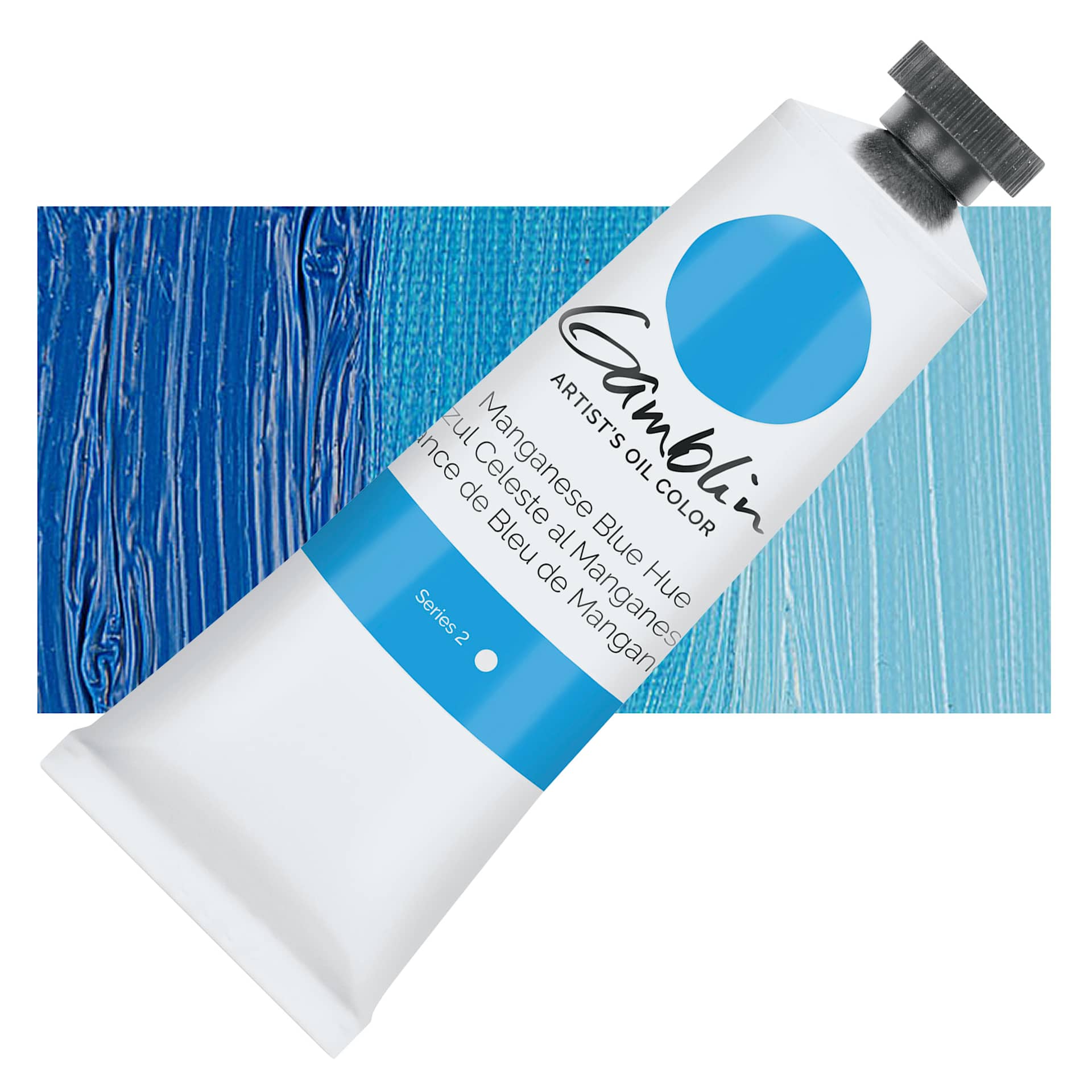 Gamblin Artist's Oil Color - Manganese Blue Hue, 37 ml tube and swatch