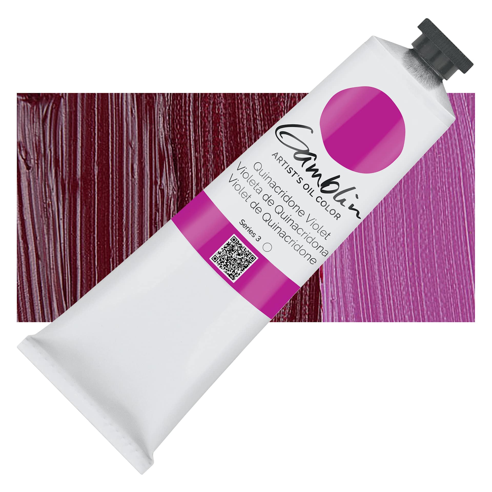 Gamblin Artist's Oil Color - Quinacridone Violet, 150 ml tube and swatch