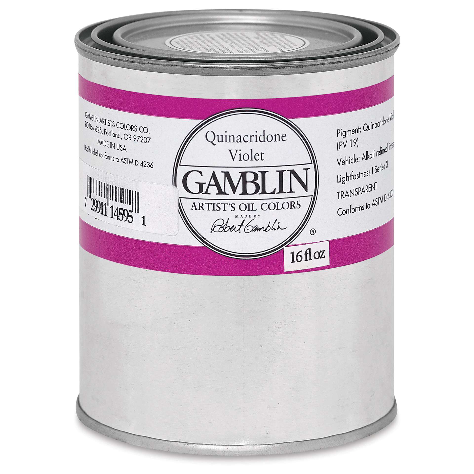 Gamblin Artist's Oil Color - Quinacridone Violet, 16 oz Can