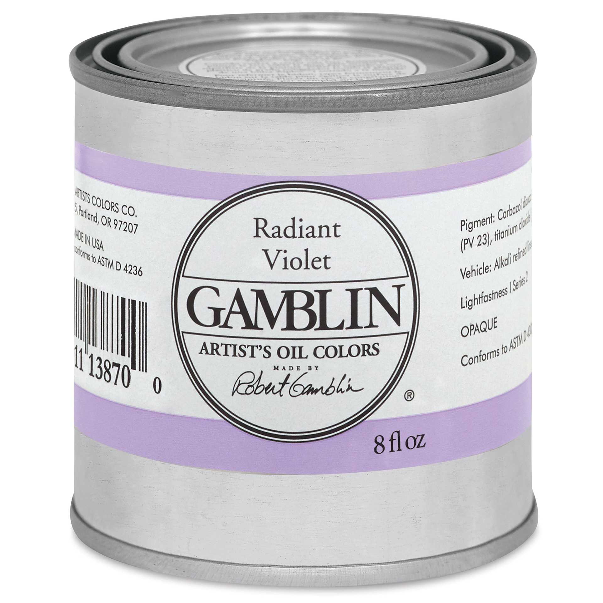 Gamblin Artist's Oil Color - Radiant Violet, 8 oz Can