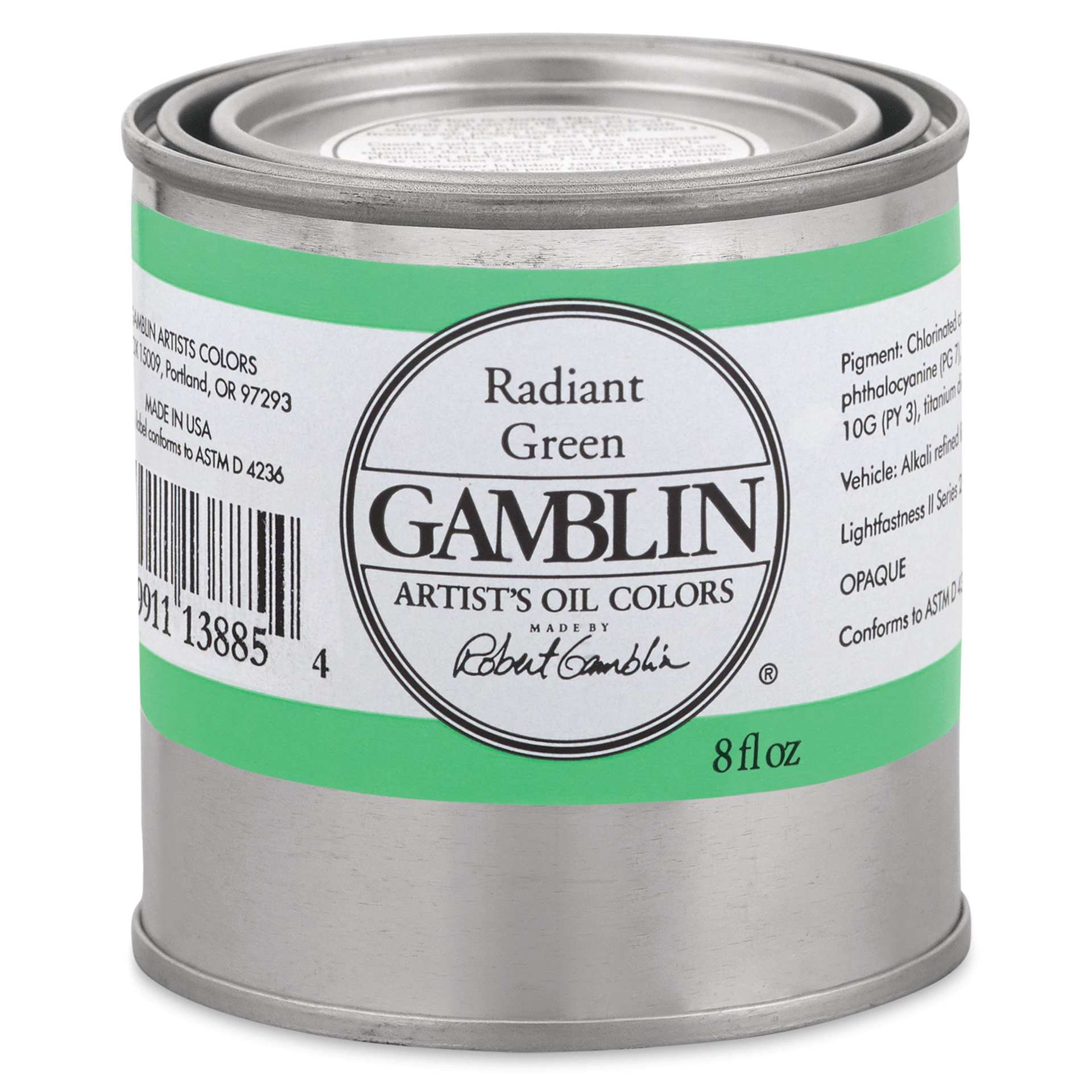 Gamblin Artist's Oil Color - Radiant Green, 8 oz can