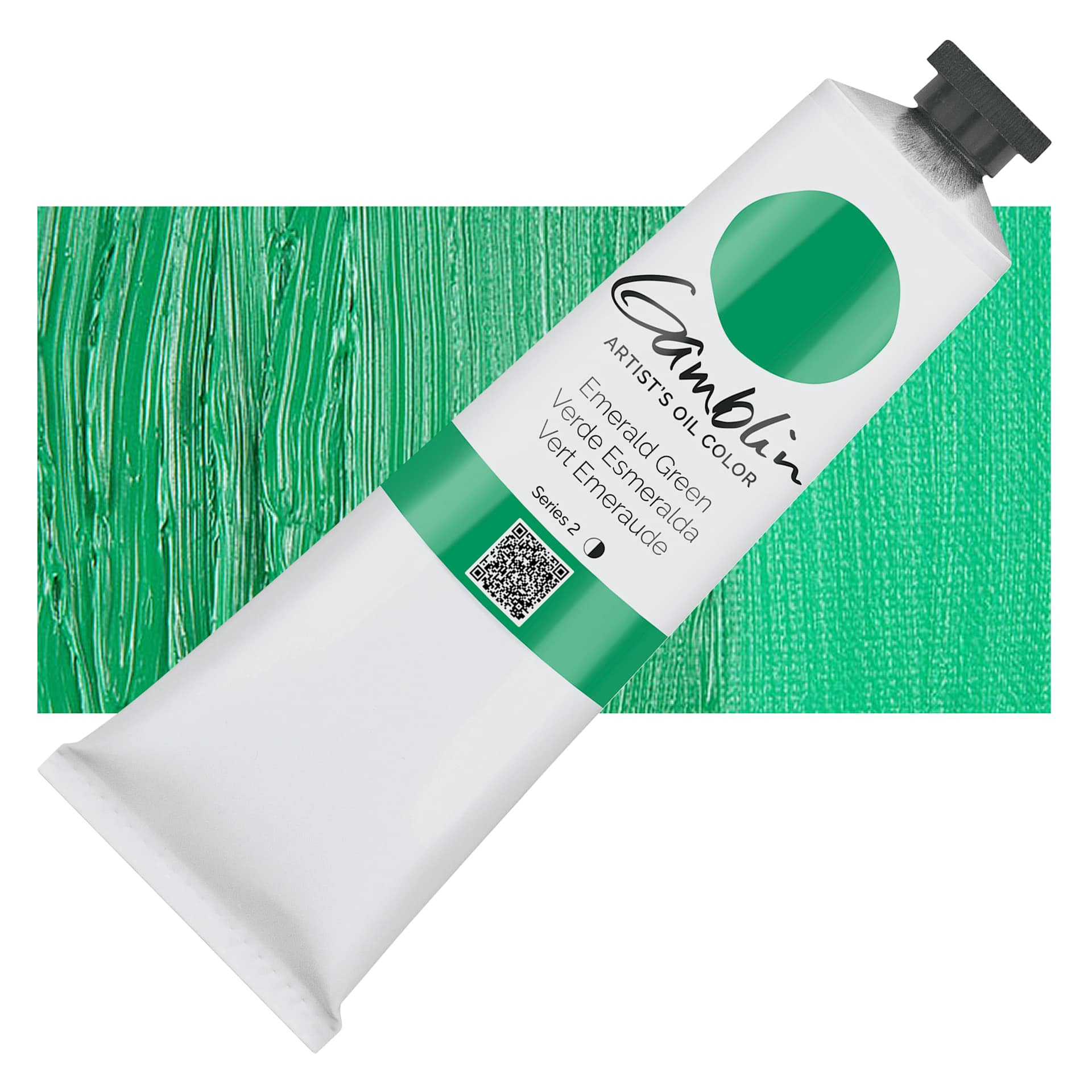 Gamblin Artist's Oil Color - Emerald Green, 150 ml tube and swatch
