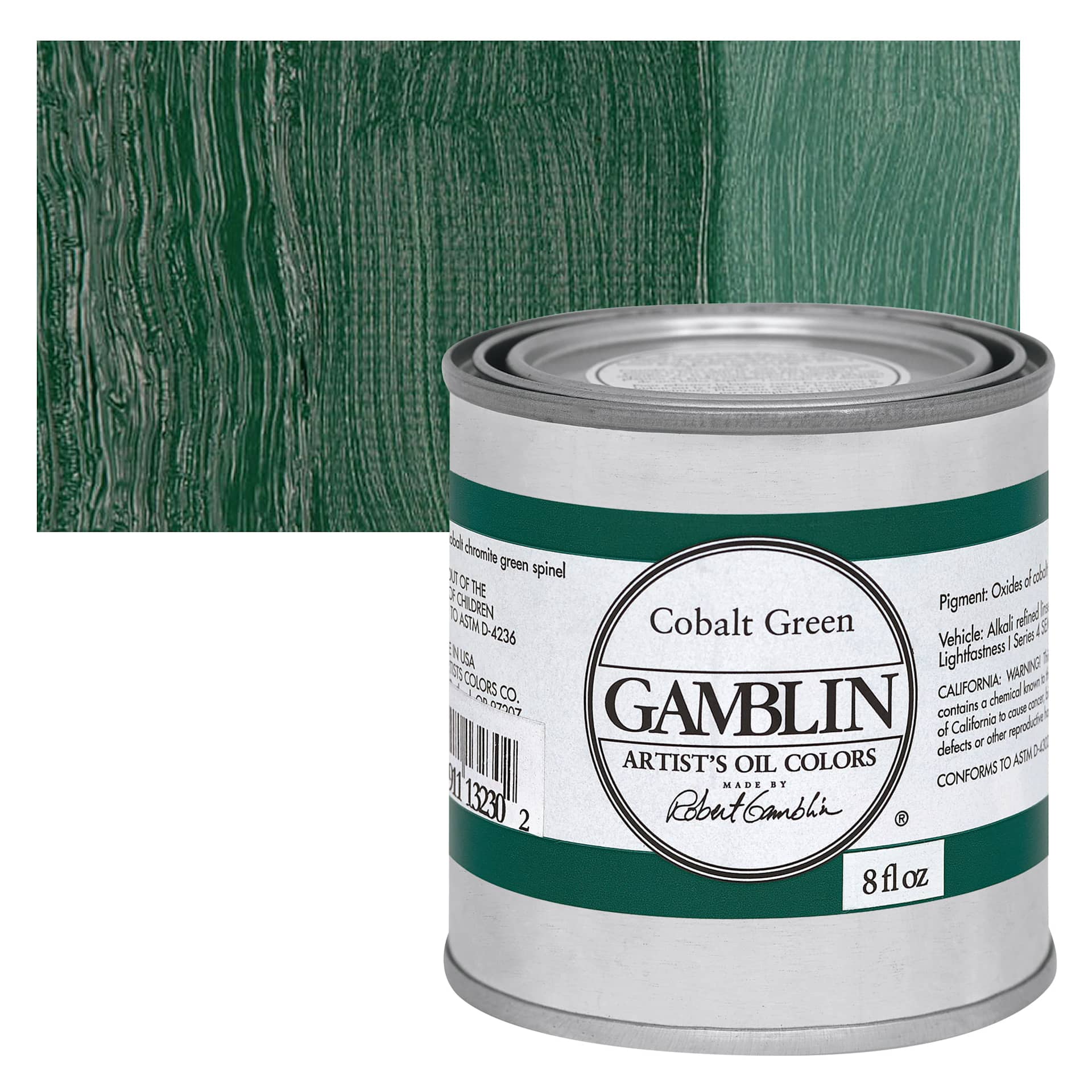 Gamblin Artist's Oil Color - Cobalt Green, 8 oz Can and swatch