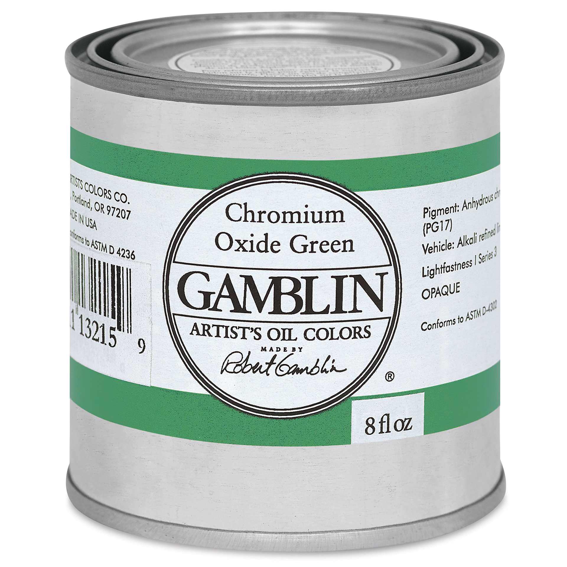 Gamblin Artist's Oil Color - Chromium Oxide Green, 8 oz Can