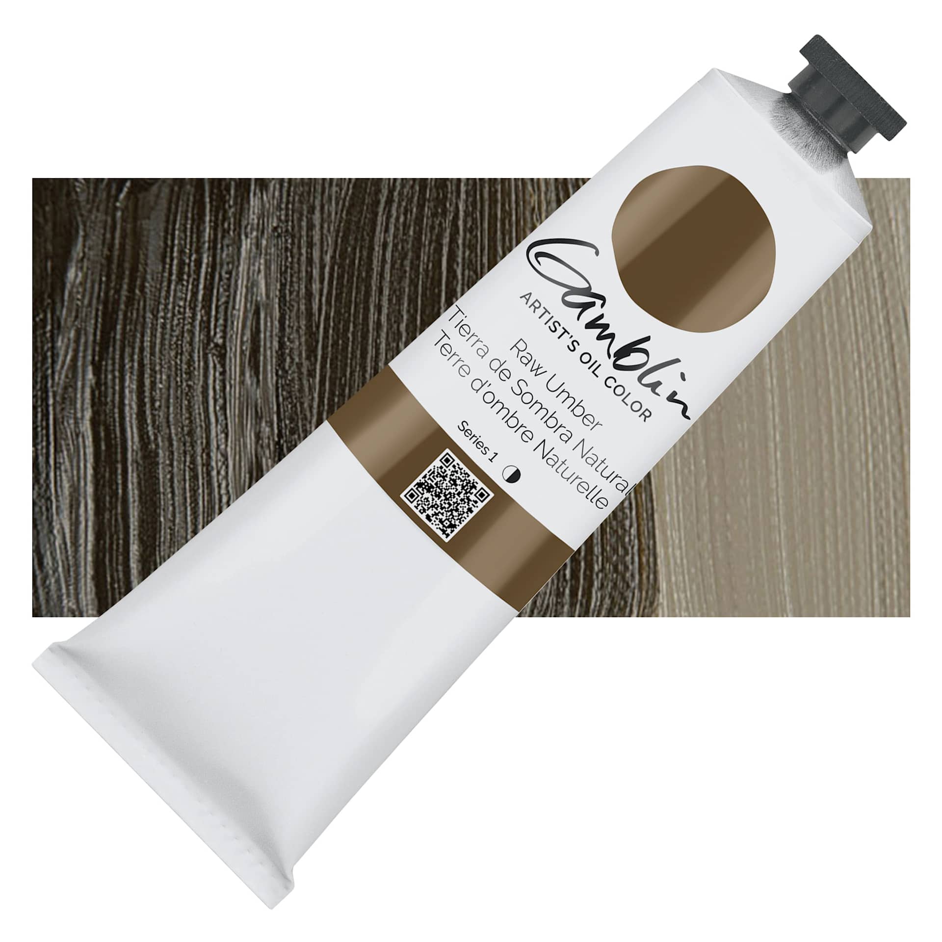 Gamblin Artist's Oil Color - Raw Umber, 150 ml tube and swatch