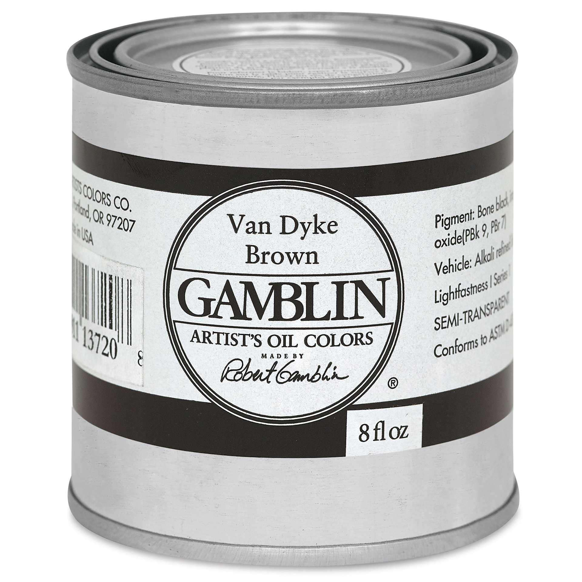Gamblin Artist's Oil Color - Van Dyke Brown, 8 oz Can
