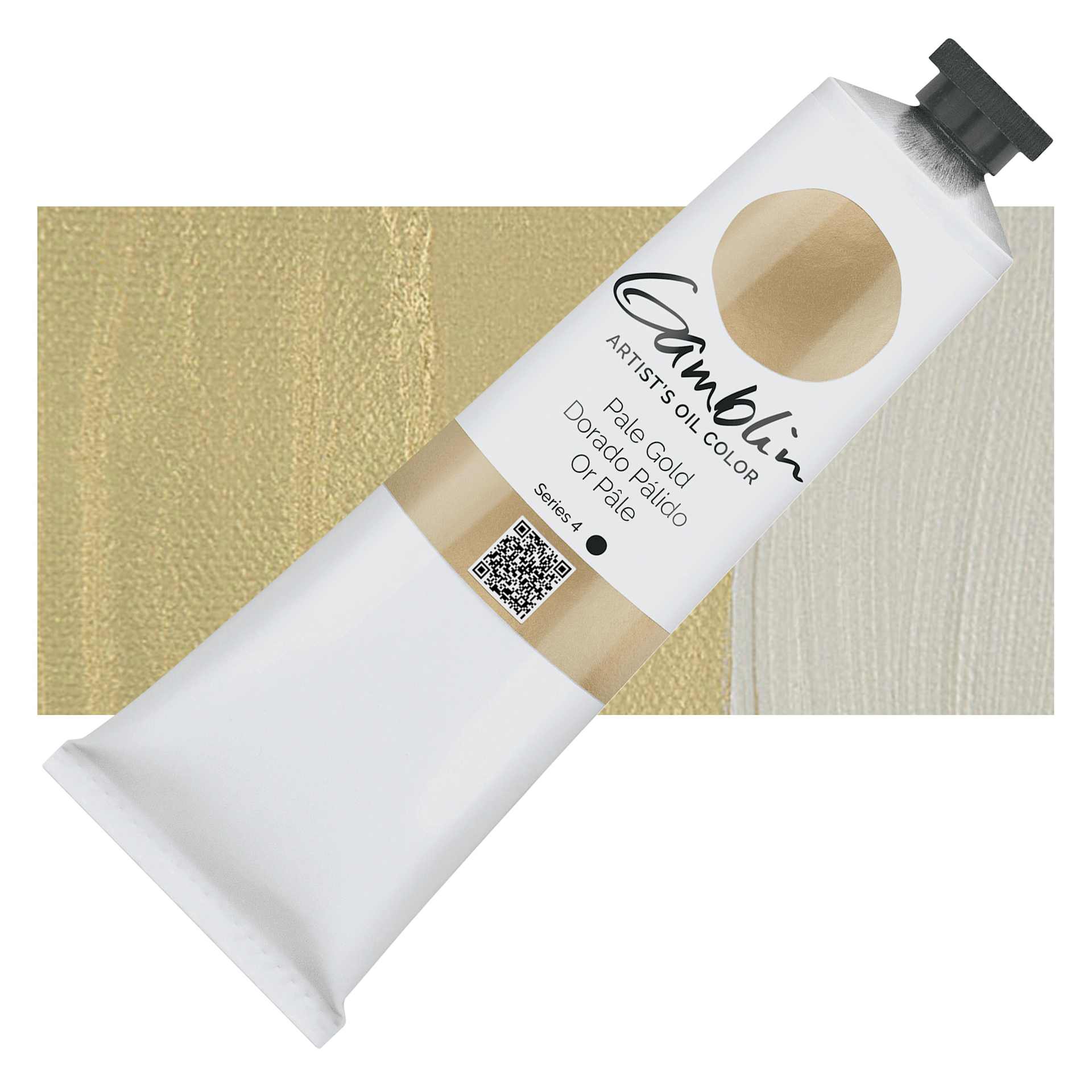 Gamblin Artist's Oil Color - Pale Gold, 150 ml tube and swatch