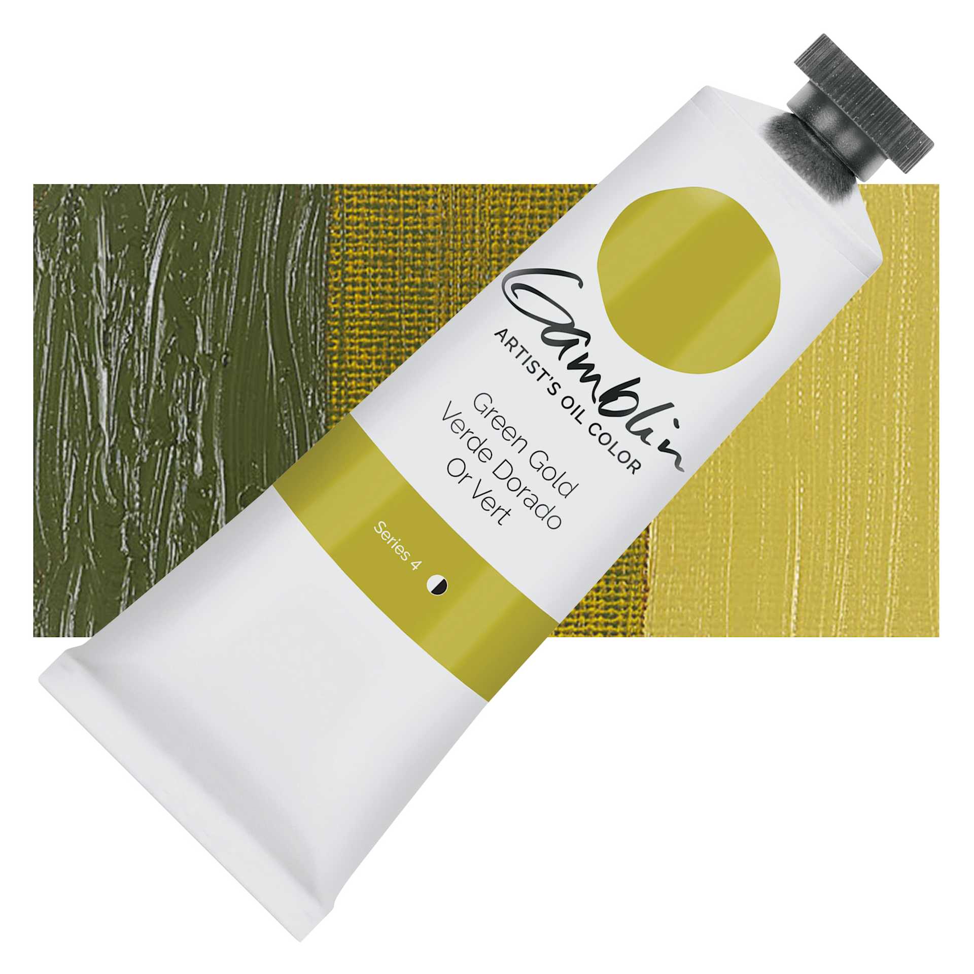 Gamblin Artist's Oil Color - Green Gold, 37 ml tube and swatch