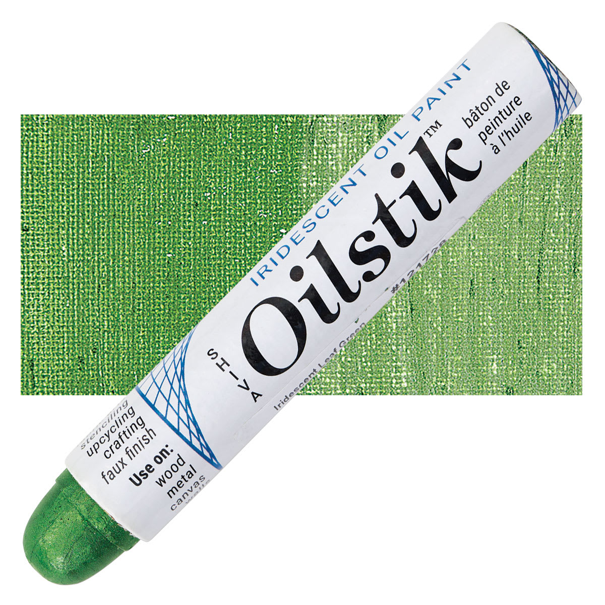 Shiva Oilstik Oil Paint - Iridescent Leaf Green oilstik and swatch