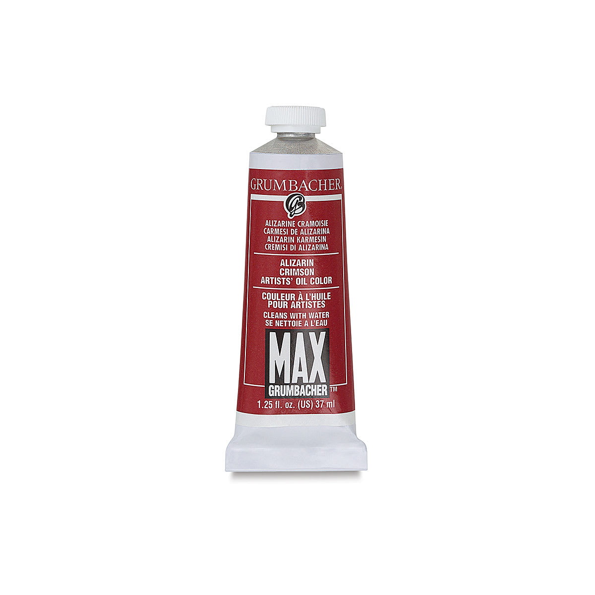 Grumbacher Max Artists' Water Miscible Oil Color - Alizarin Crimson, 37 ml tube