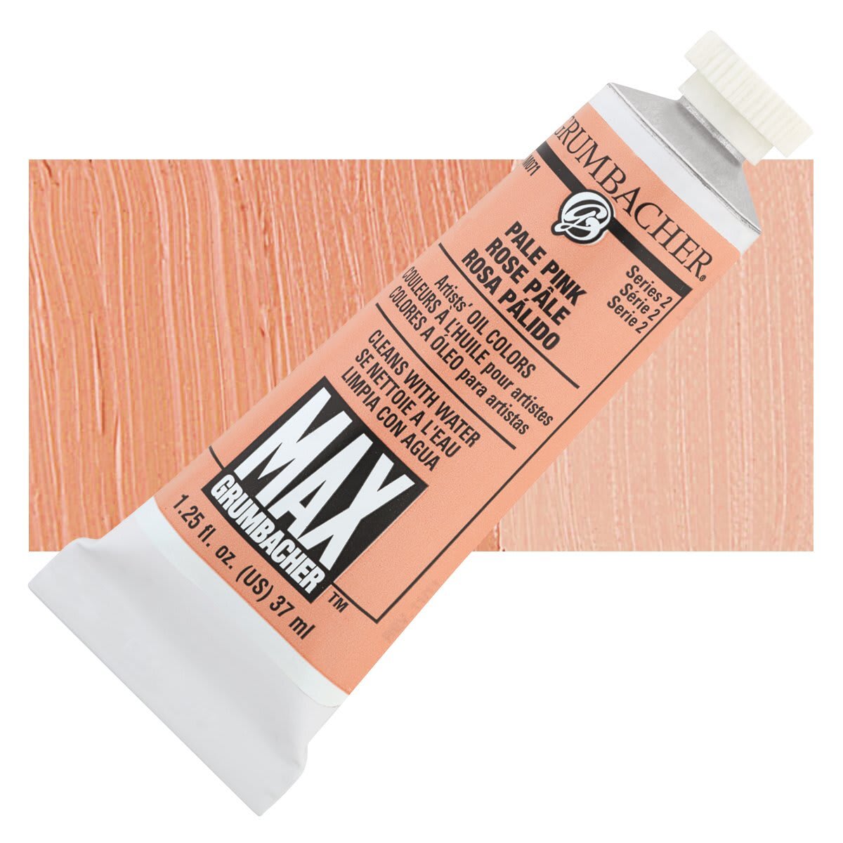 Grumbacher Max Artists' Water Miscible Oil Color - Flesh Hue, 37 ml tube and swatch