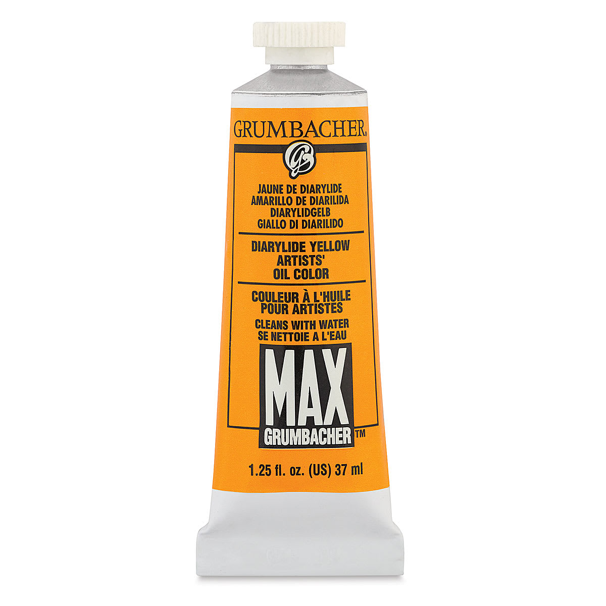 Grumbacher Max Artists' Water Miscible Oil Color - Diarylide Yellow, 37 ml tube