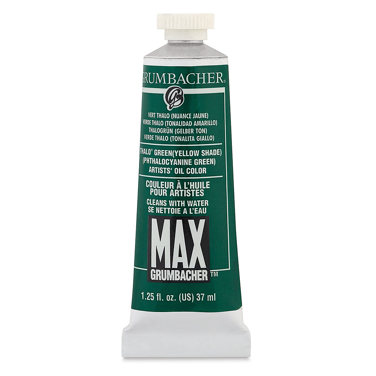 Grumbacher Max Artists' Water Miscible Oil Color - Thalo Green (Yellow Shade), 37 ml tube