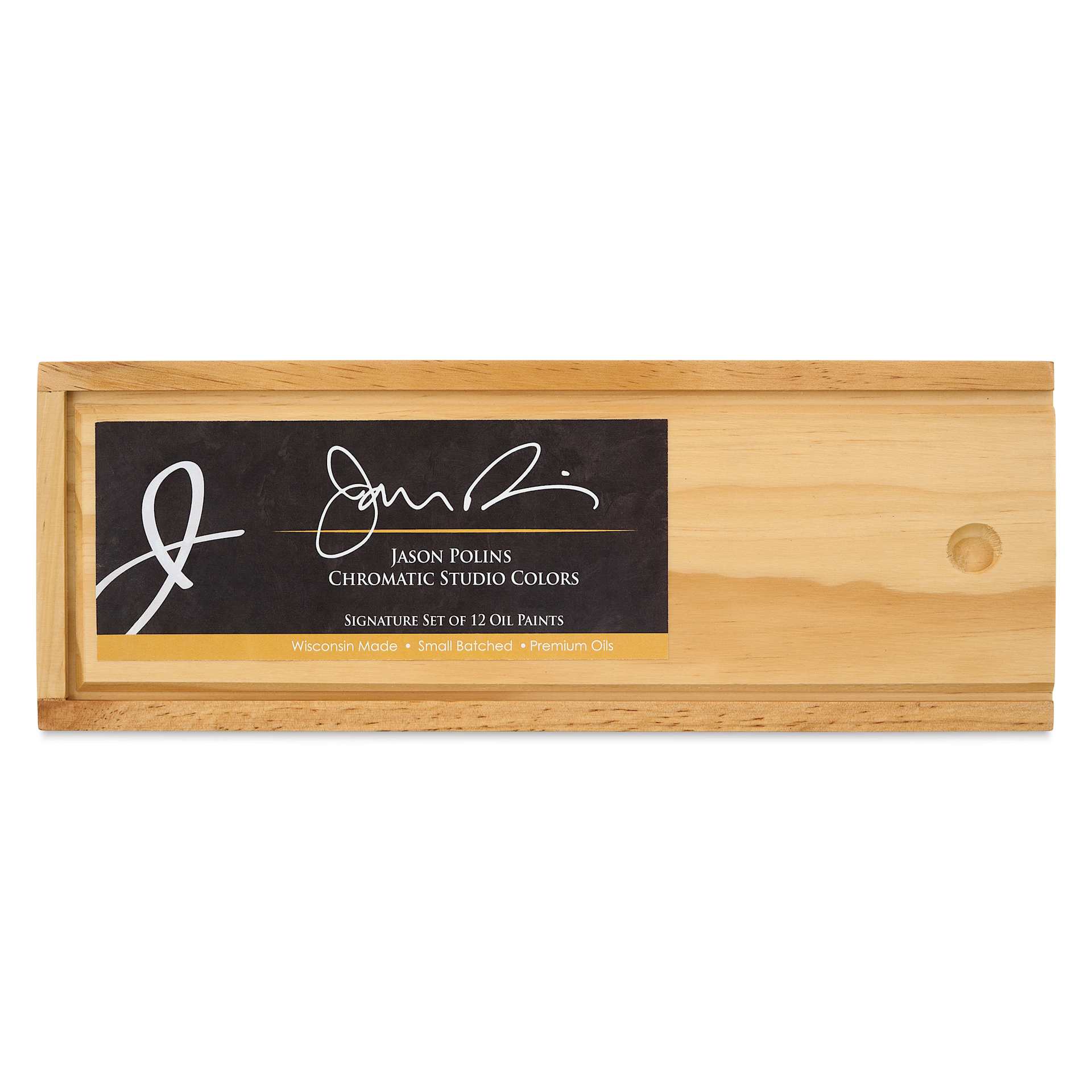 Front of closed Shiva Signature Artist Oil Colors - Set of 12, Jason Polins' Chromatic Colors case
