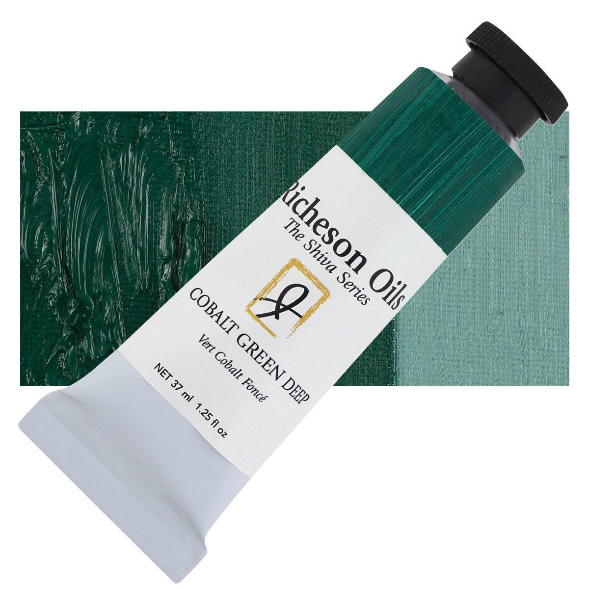 Shiva Signature Artist Oil Color - Cobalt Green Deep, 37 ml Tube and swatch