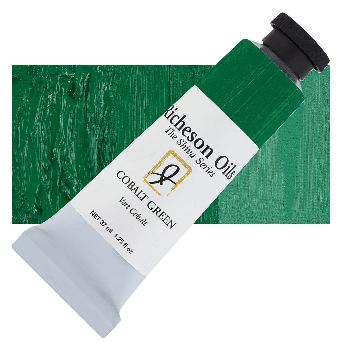 Shiva Signature Artist Oil Color - Cobalt Green, 37 ml Tube and swatch