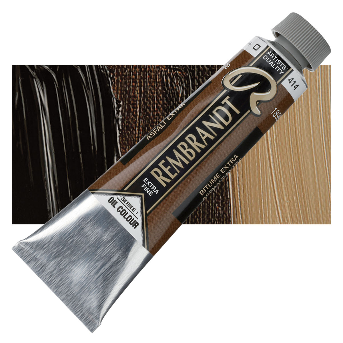 Rembrandt Artists' Oil Color - Asphaltum, 40 ml tube and swatch