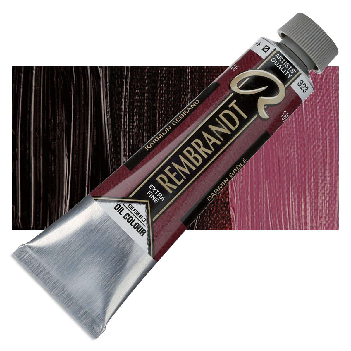 Rembrandt Artists' Oil Color - Burnt Carmine, 40 ml tube and swatch