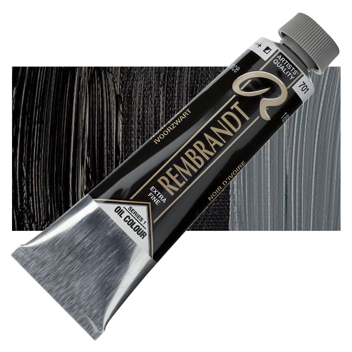 Rembrandt Artists' Oil Color - Ivory Black, 40 ml tube and swatch