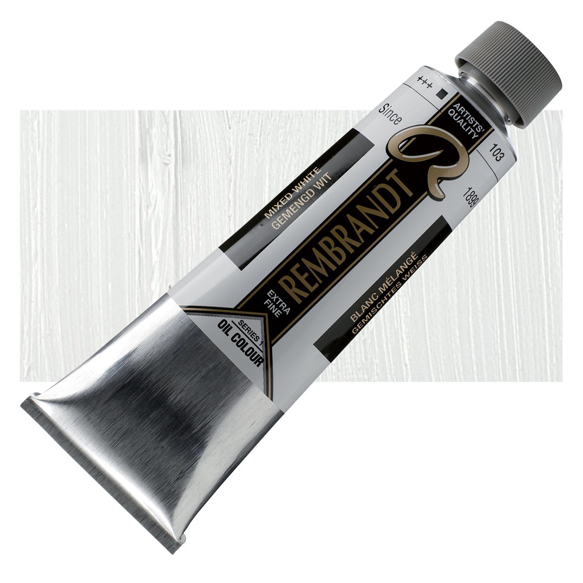 Rembrandt Artists' Oil Color - Mixing White, 150 ml tube and swatch