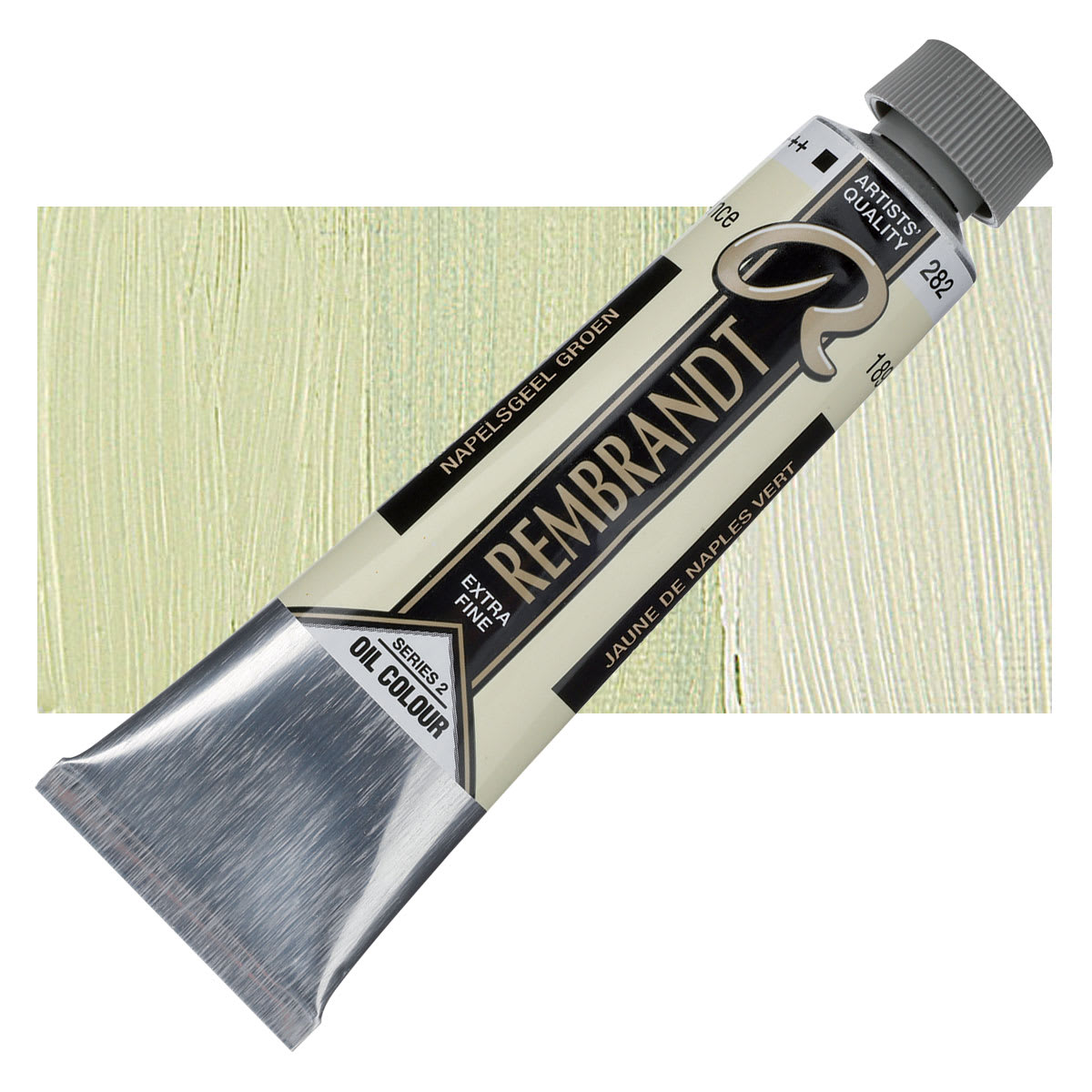 Rembrandt Artists' Oil Color - Naples Yellow Green, 40 ml tube and swatch