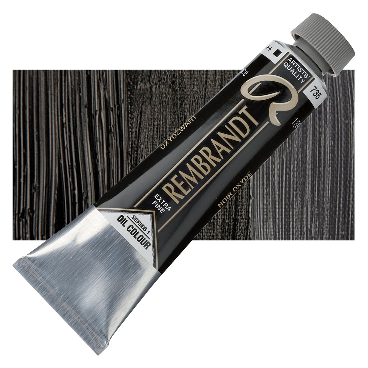 Rembrandt Artists' Oil Color - Oxide Black, 40 ml tube and swatch