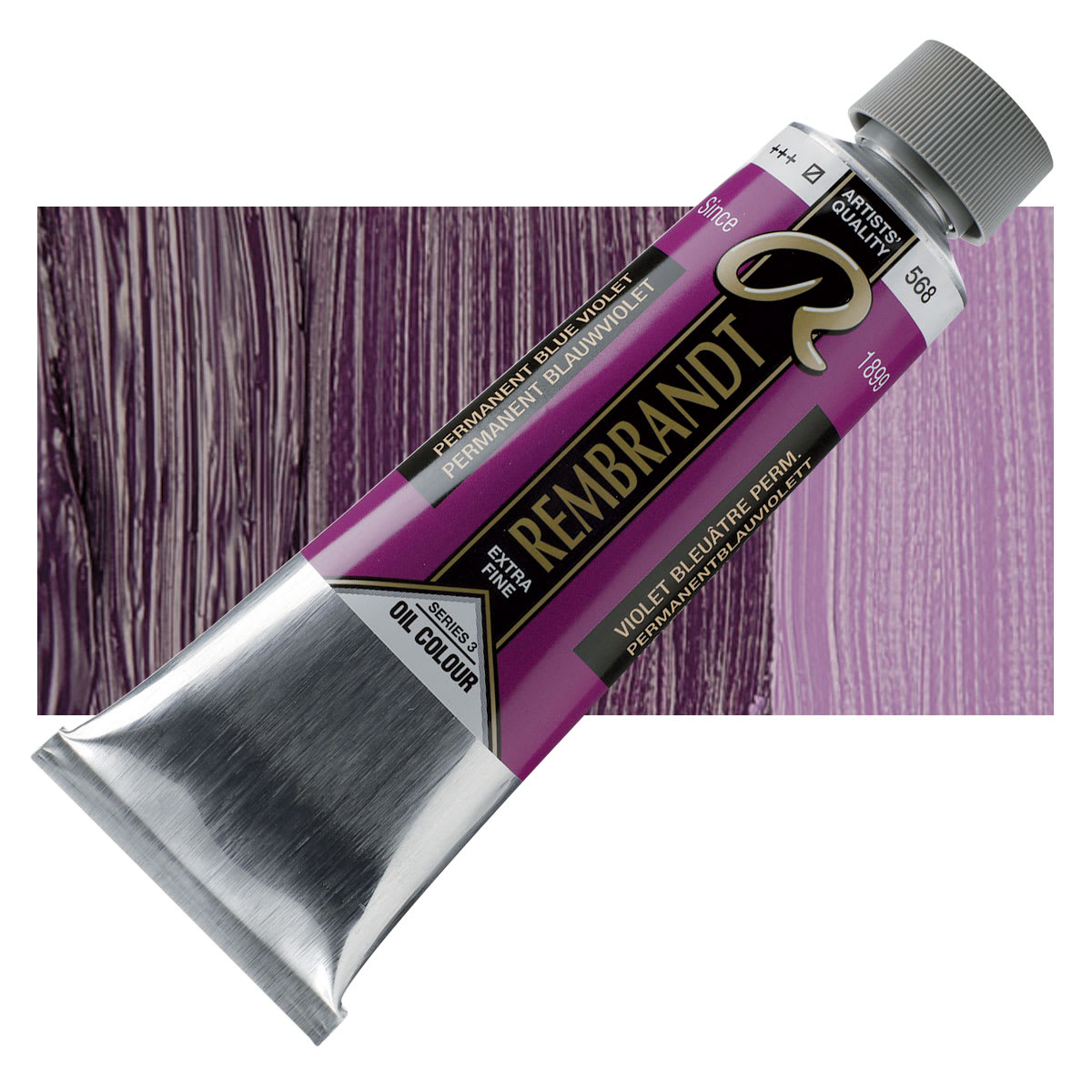 Rembrandt Artists' Oil Color - Permanent Blue Violet, 150 ml tube and swatch
